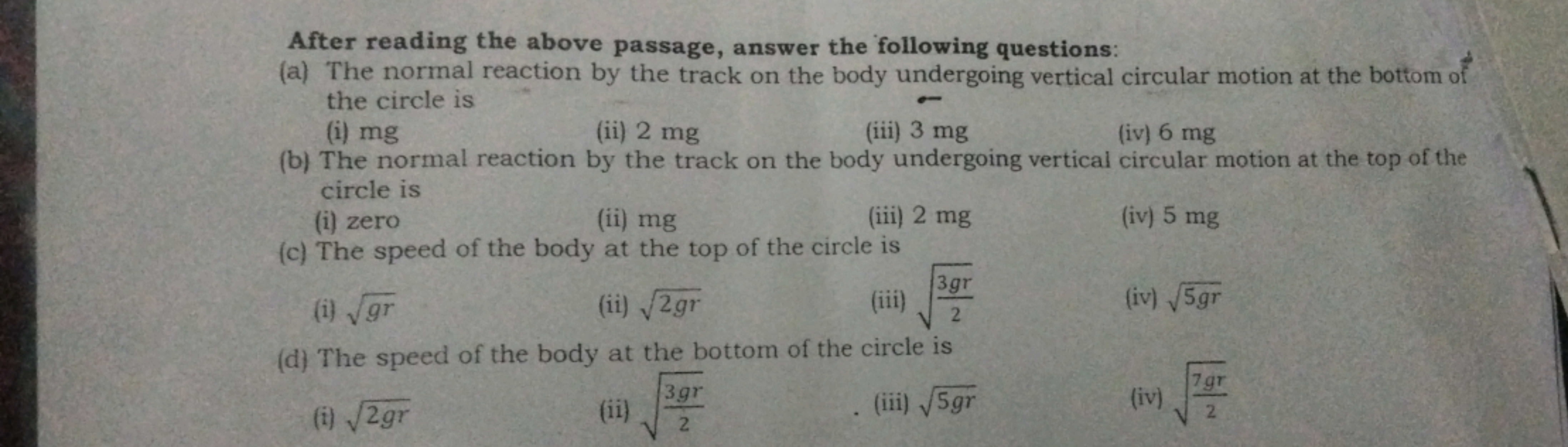 After reading the above passage, answer the following questions:
(a) T