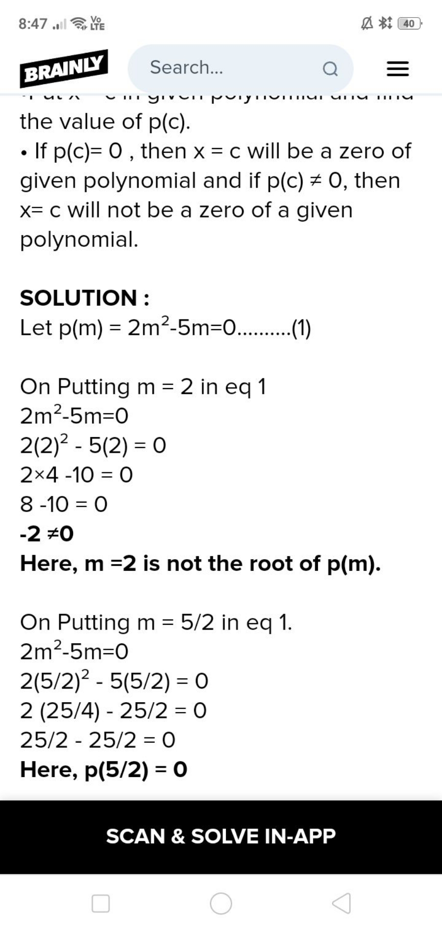 8:47. .
\not 2 * \ 40$
BRANT
Search...
the value of p(c).
- If p(c)=0,