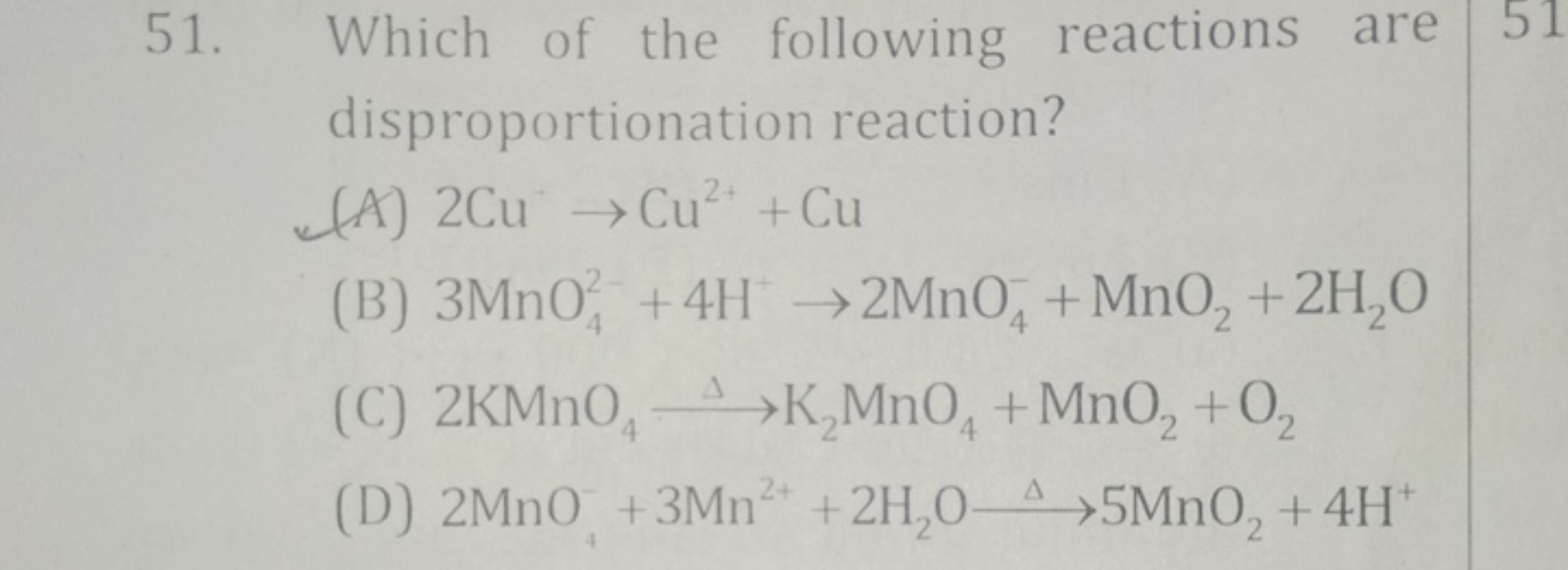 51. Which of the following reactions are disproportionation reaction?
