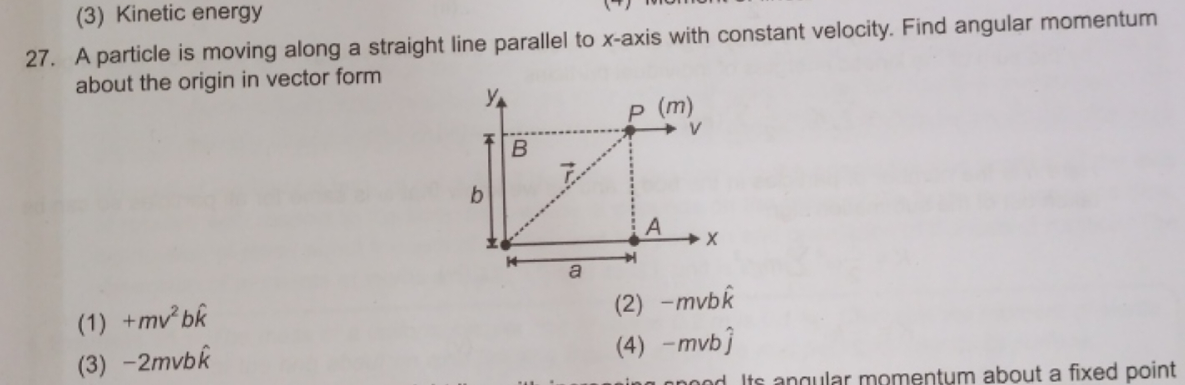 (3) Kinetic energy
27. A particle is moving along a straight line para