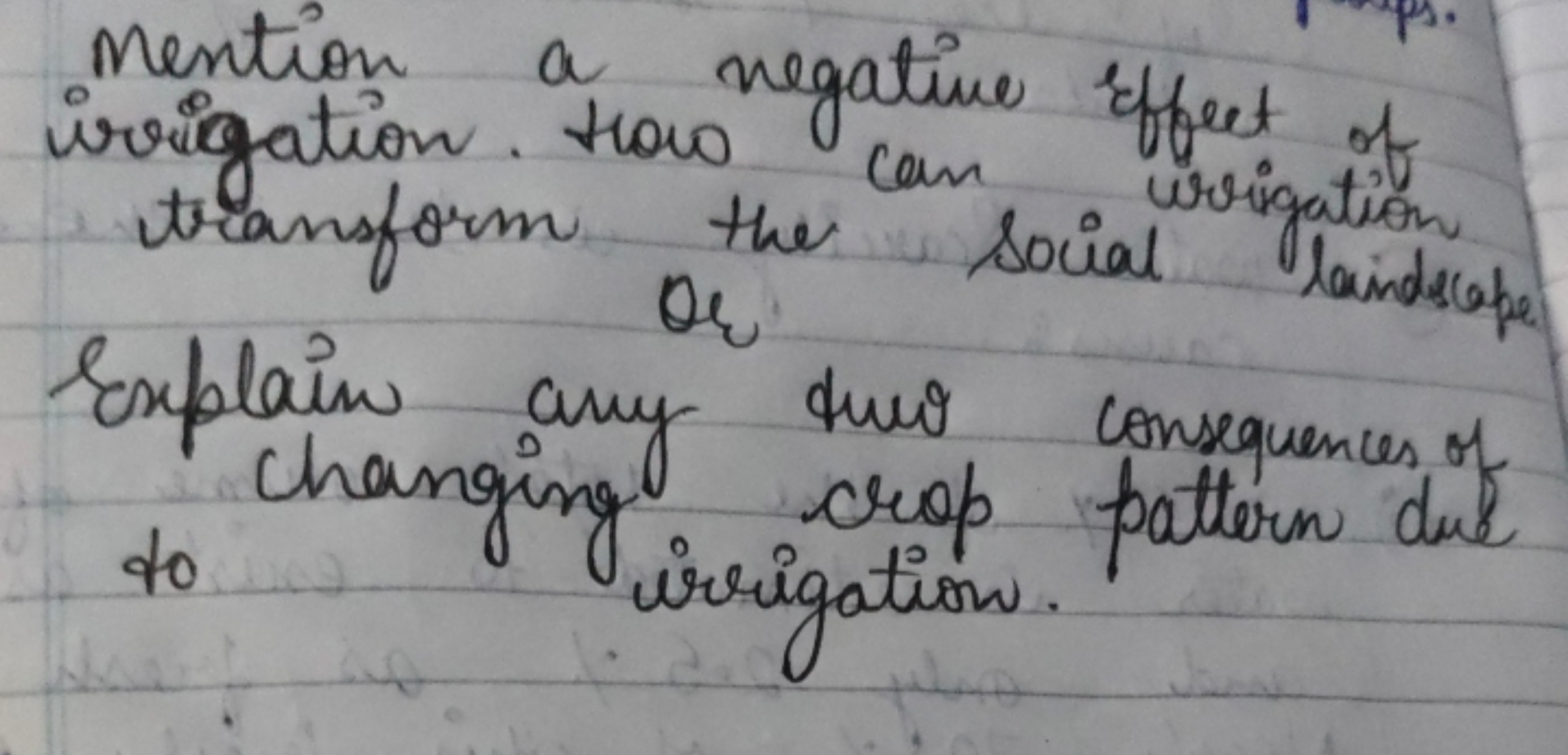 mention a negative effect of irrigation. How can irrigation transform 