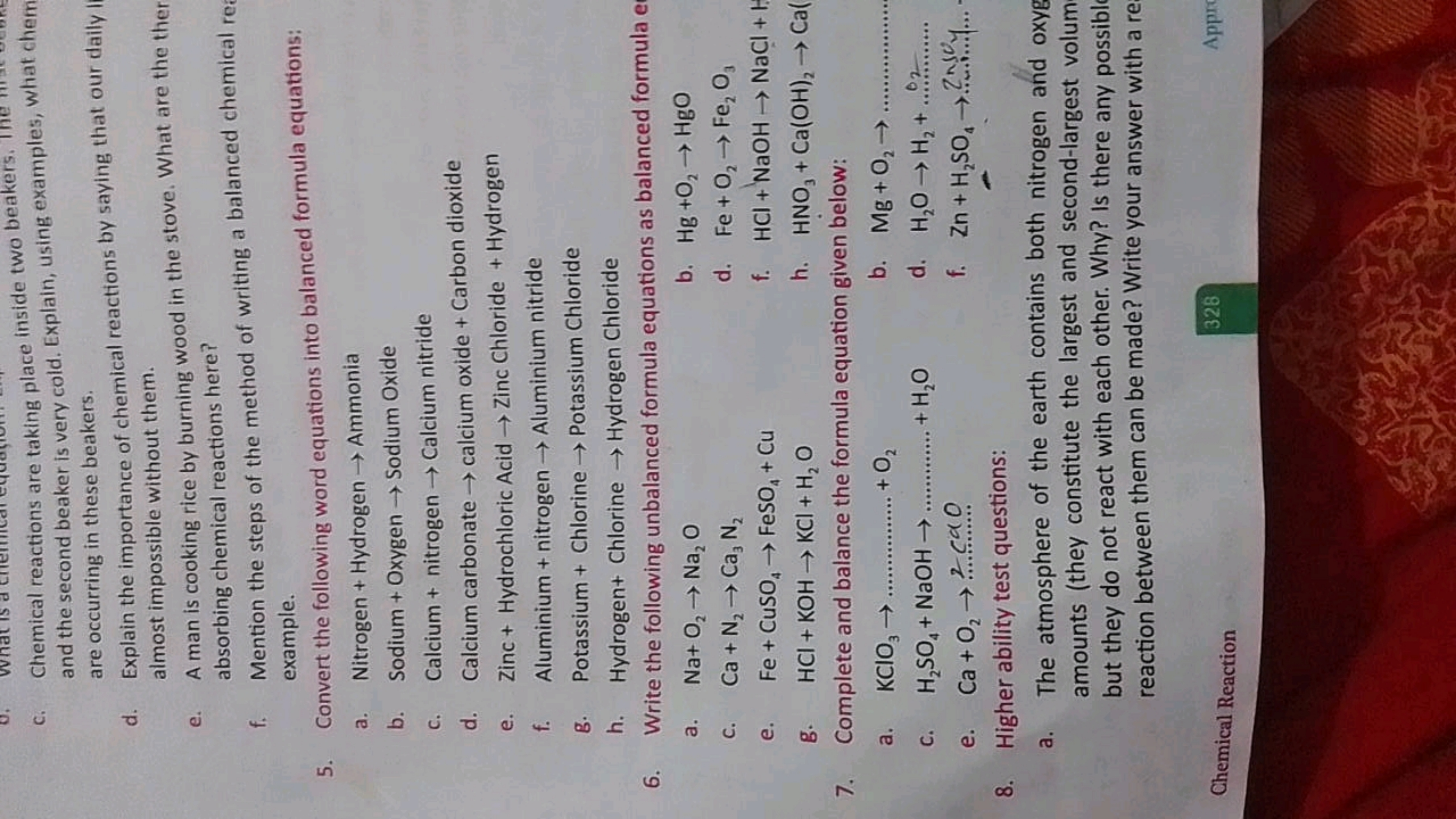 c. Chemical reactions are taking place inside two beakers. and the sec