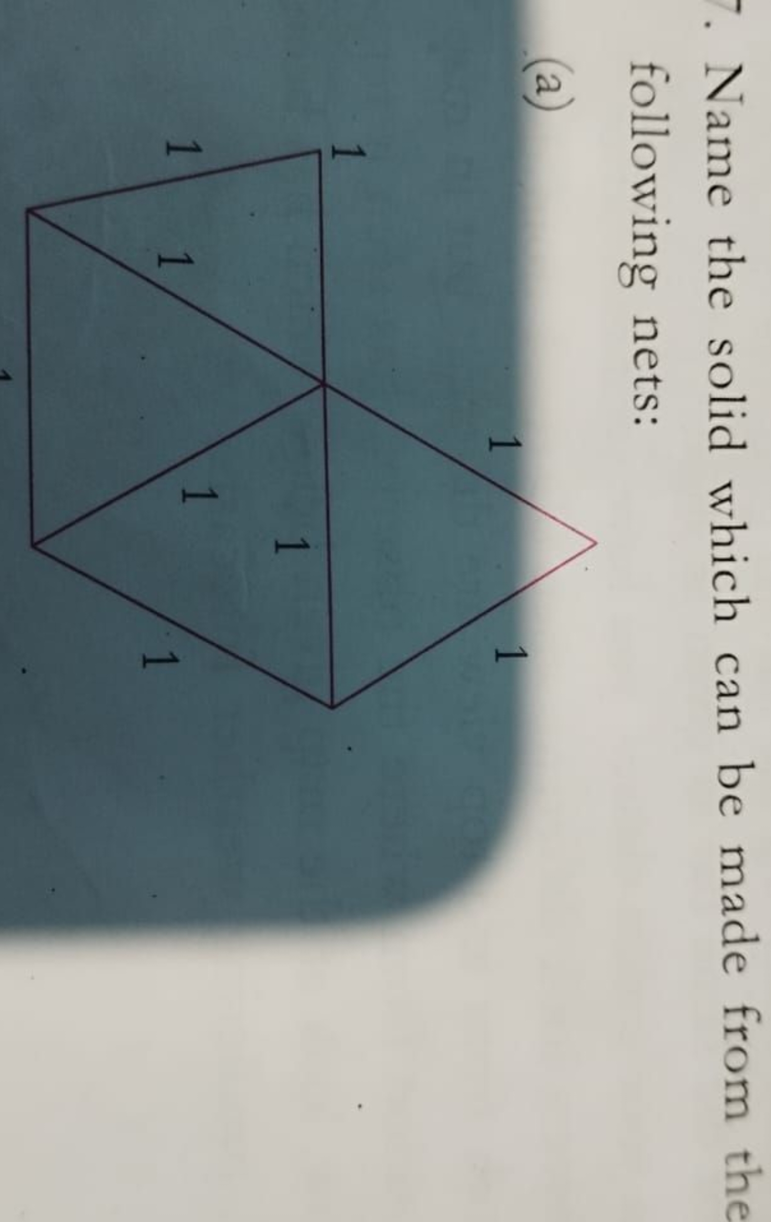 7. Name the solid which can be made from the following nets:
(a)