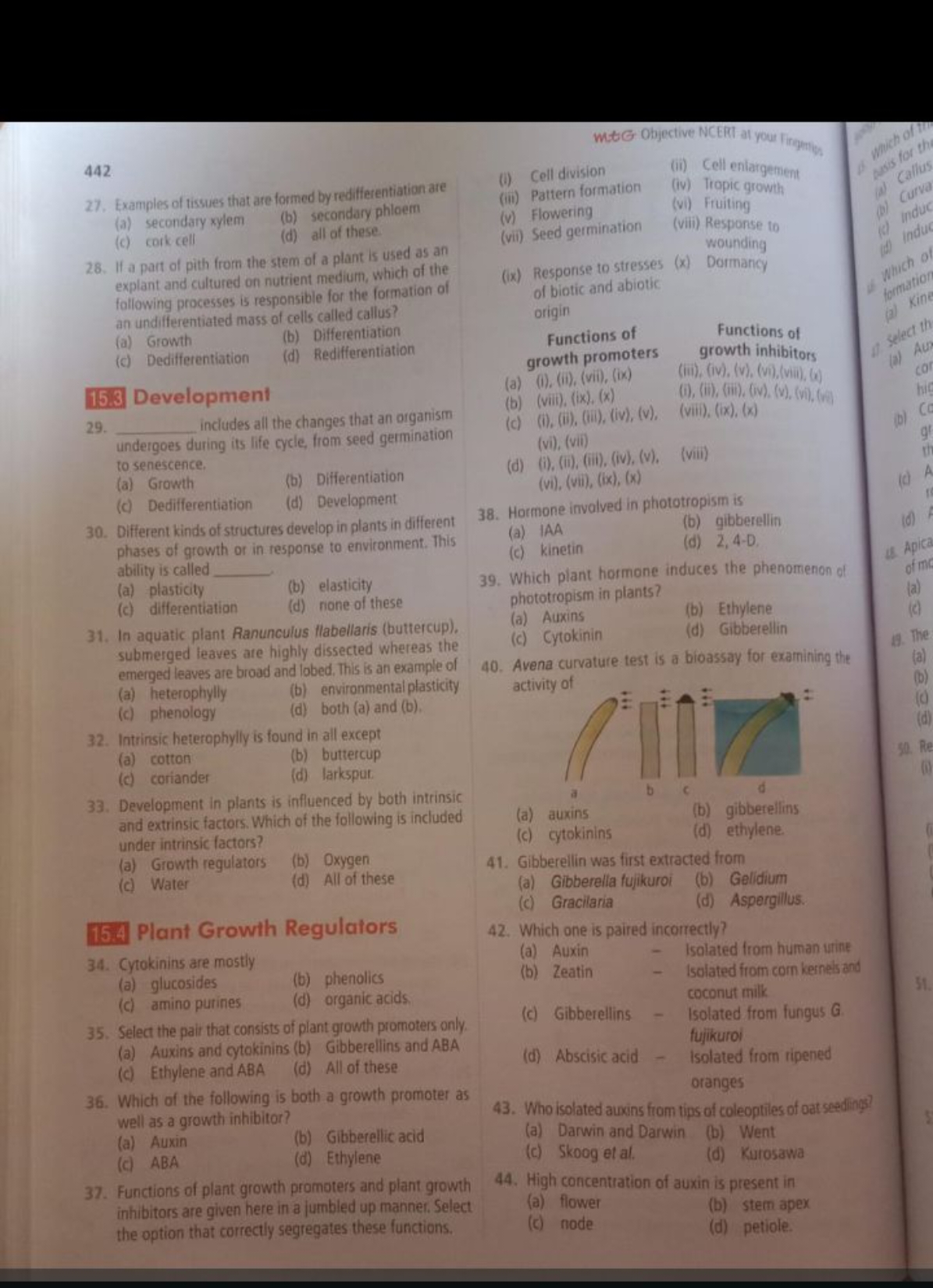 442
27. Examples of tissues that are formed by redifferentiation are
(