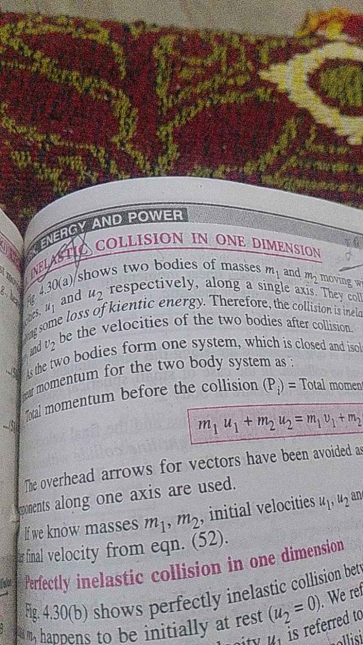 30 (a) shows two bodies of masses m1​ and m2​ moving u1​ and u2​ respe