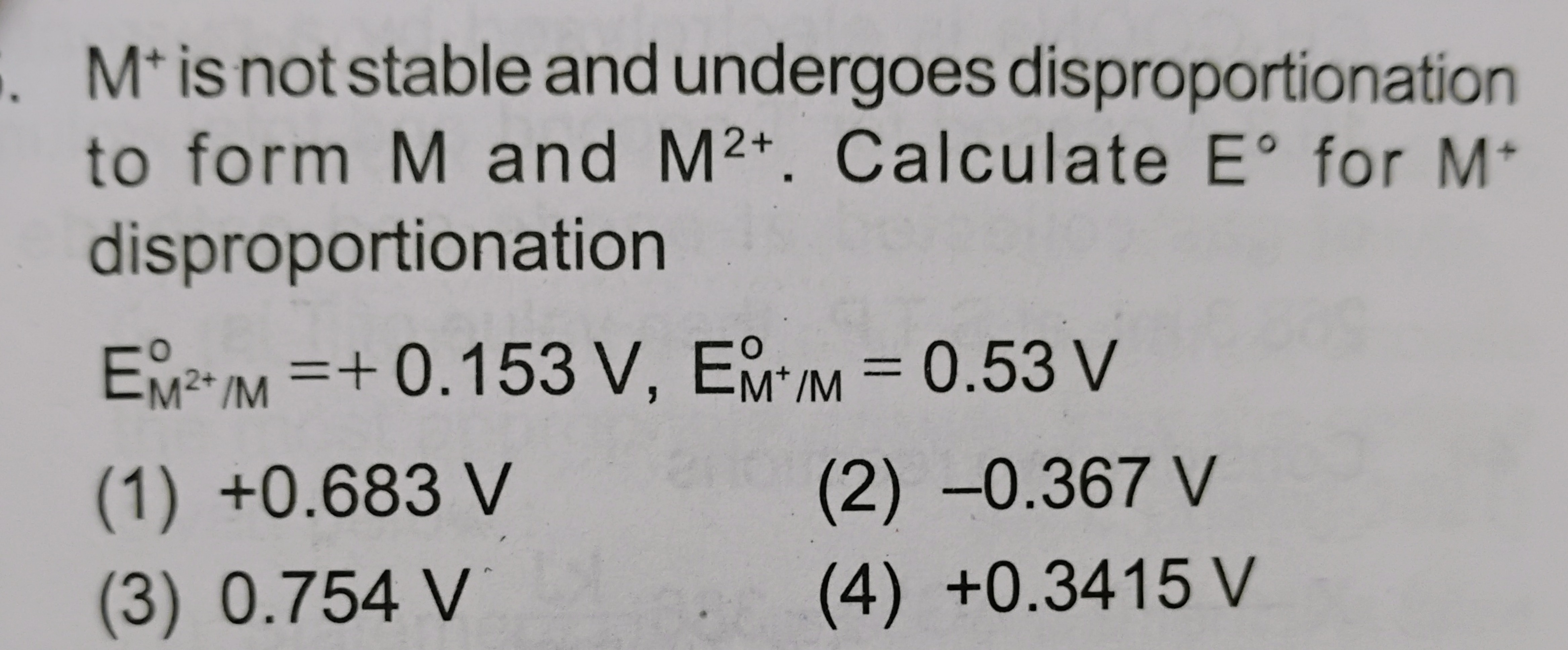 M+is not stable and undergoes disproportionation to form M and M2+. Ca