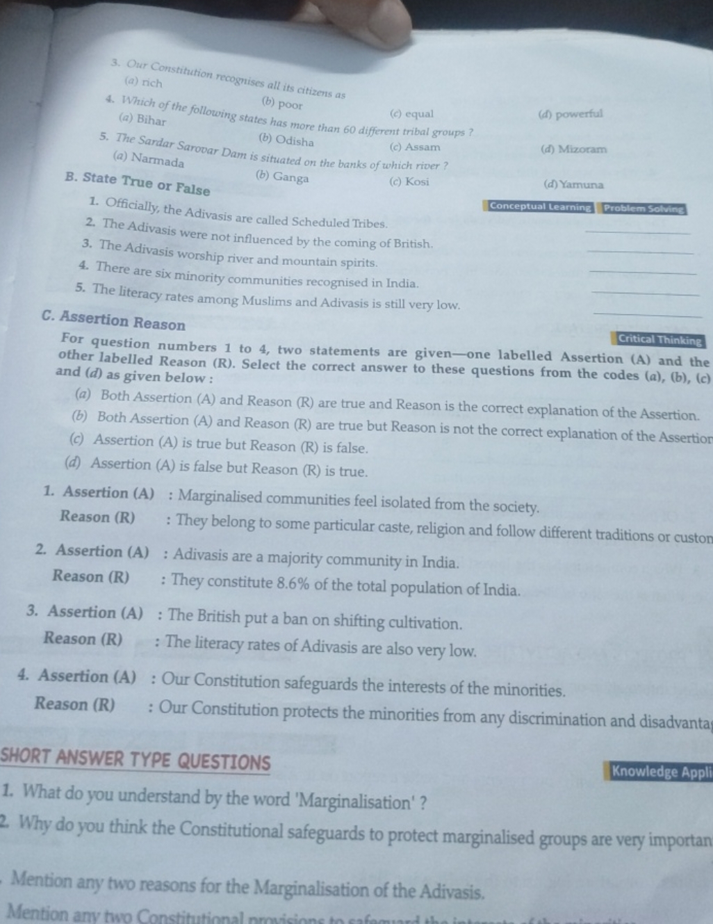 3. Our Constitution recognises all its citizens as
(a) rich
(b) poor
4