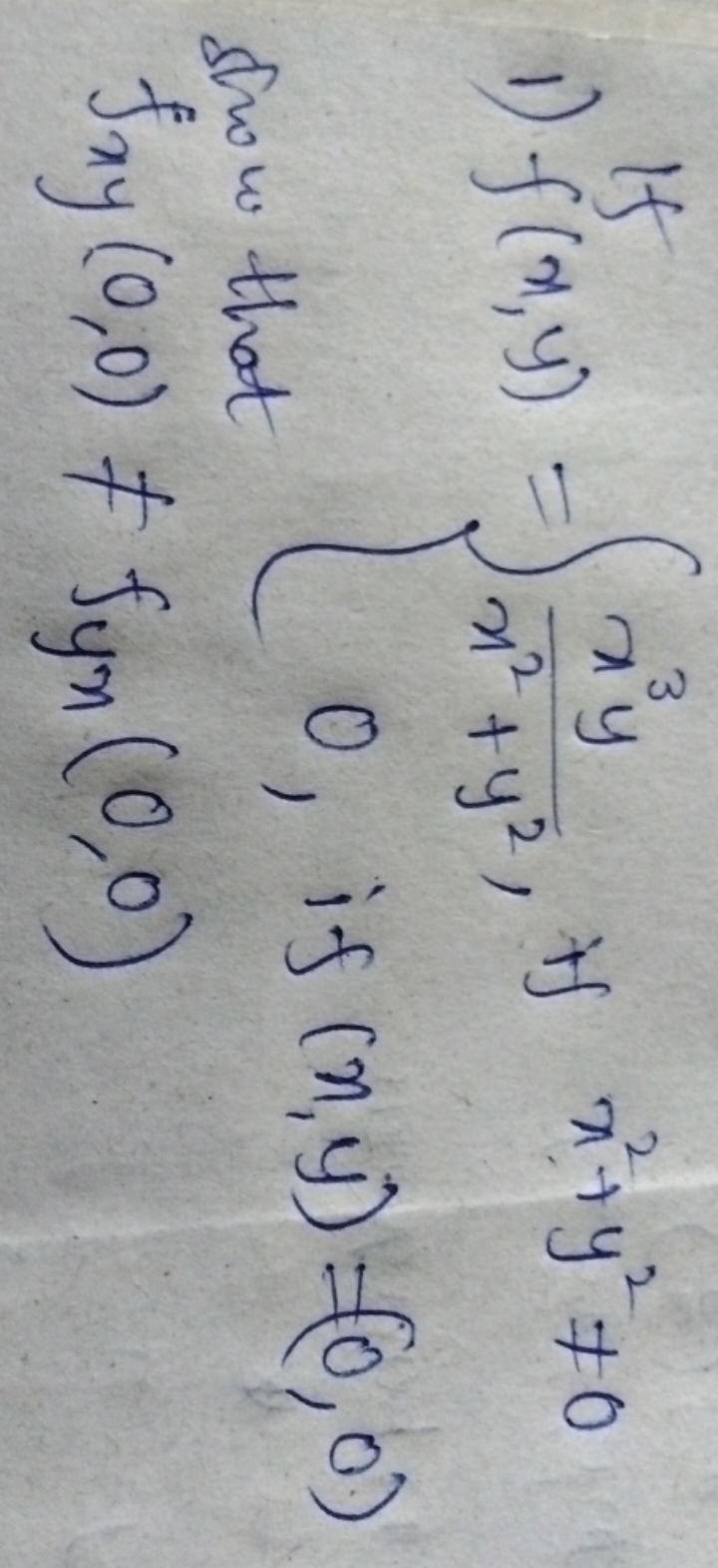  fxy​(0,0)=fyx​(0,0)