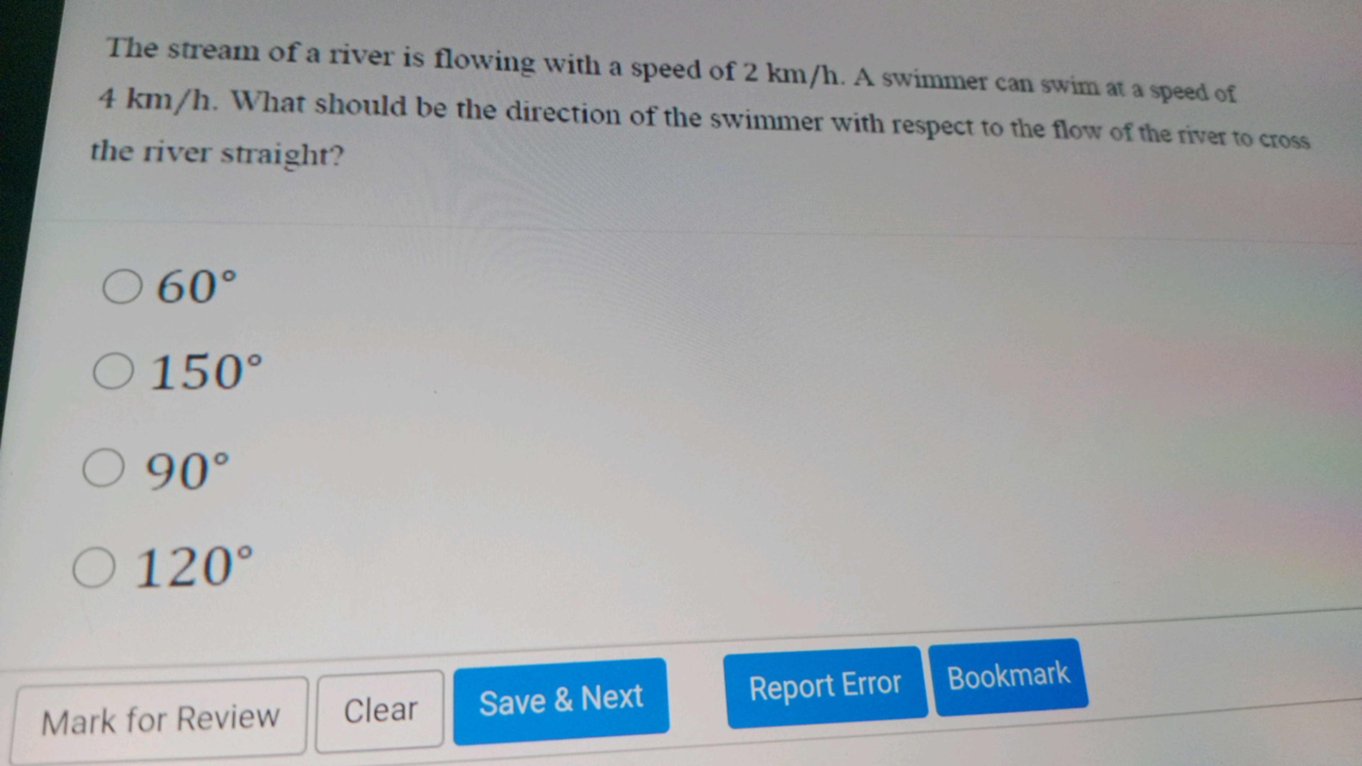 The stream of a river is flowing with a speed of 2 km/h. A swimmer can