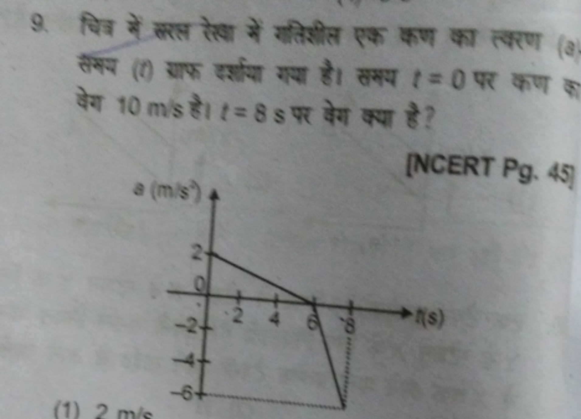 9. चिज सें झसत रेखा में घतिशीत एक कण का त्करण (a) सैमय (t) त्राफ दर्जा