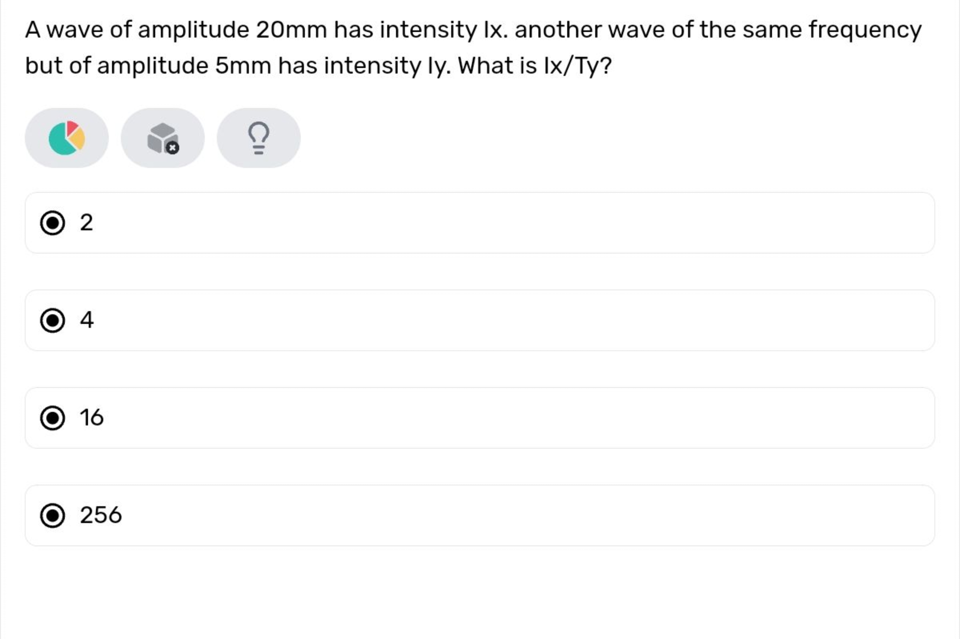 A wave of amplitude 20mm has intensity lx. another wave of the same fr