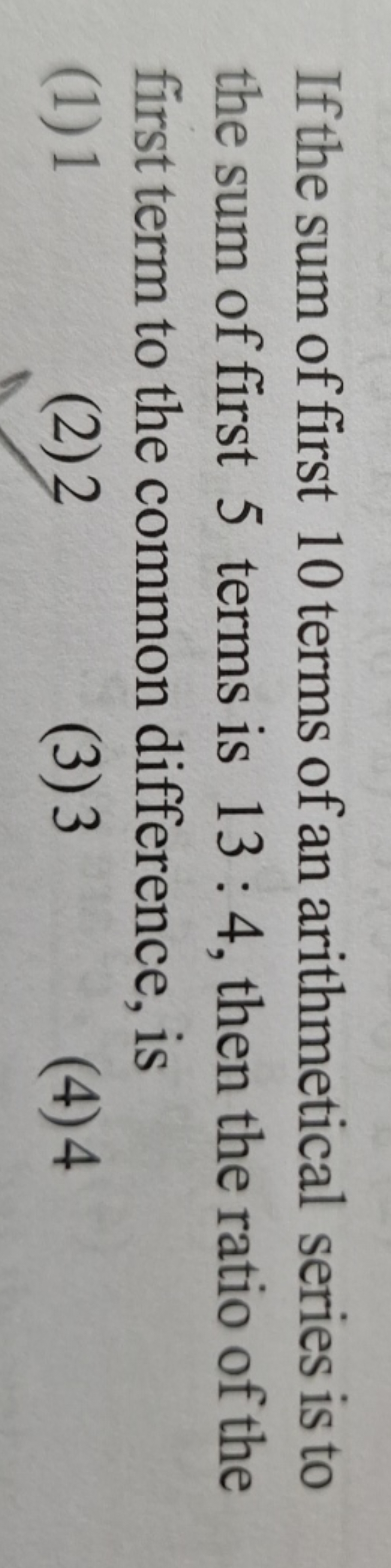 If the sum of first 10 terms of an arithmetical series is to the sum o