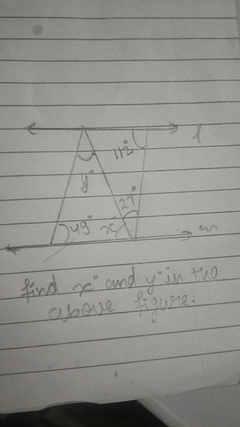 find x∘ and y∘ in the above figure.