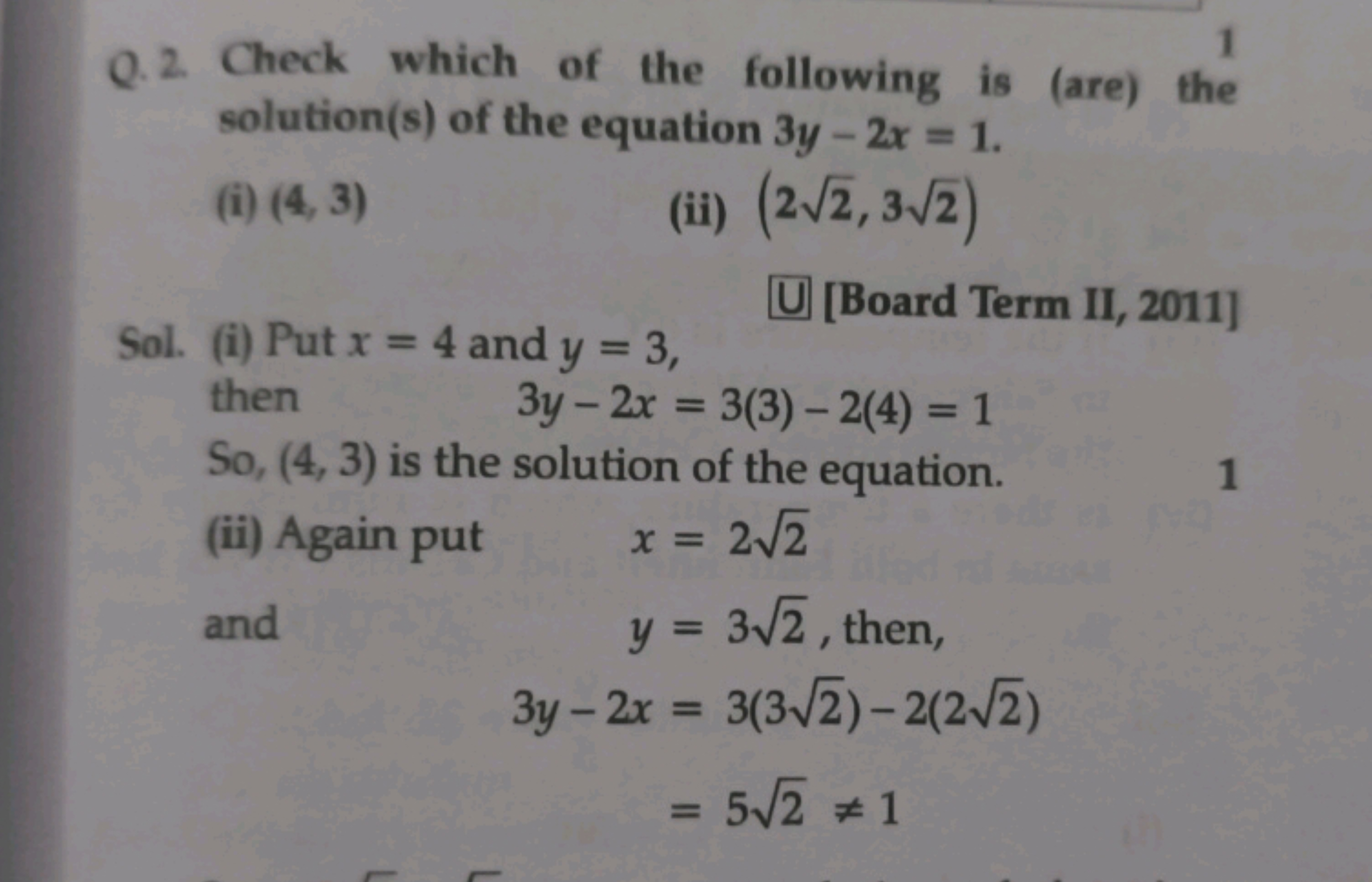 Q. 2. Check which of the following is (are) the solution(s) of the equ