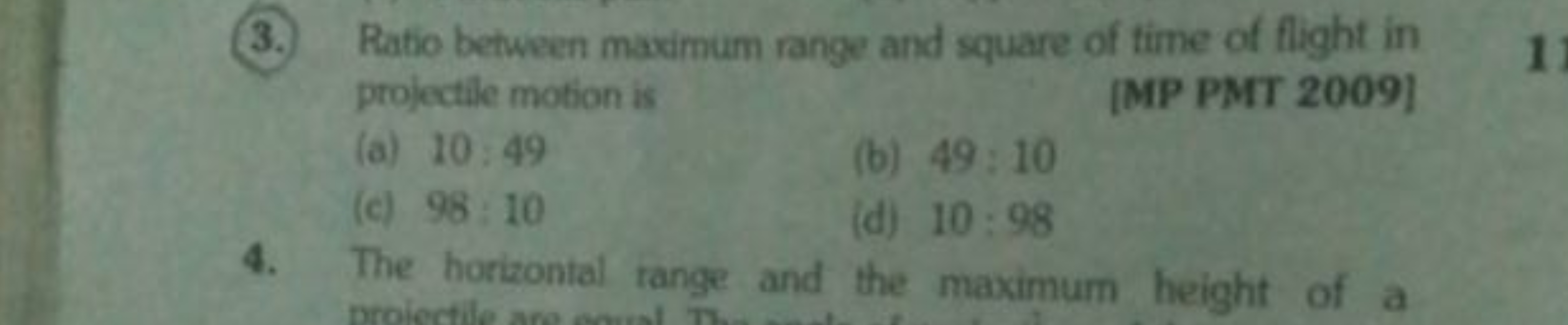 3. Ratio between maximum range and square of time of flight in project