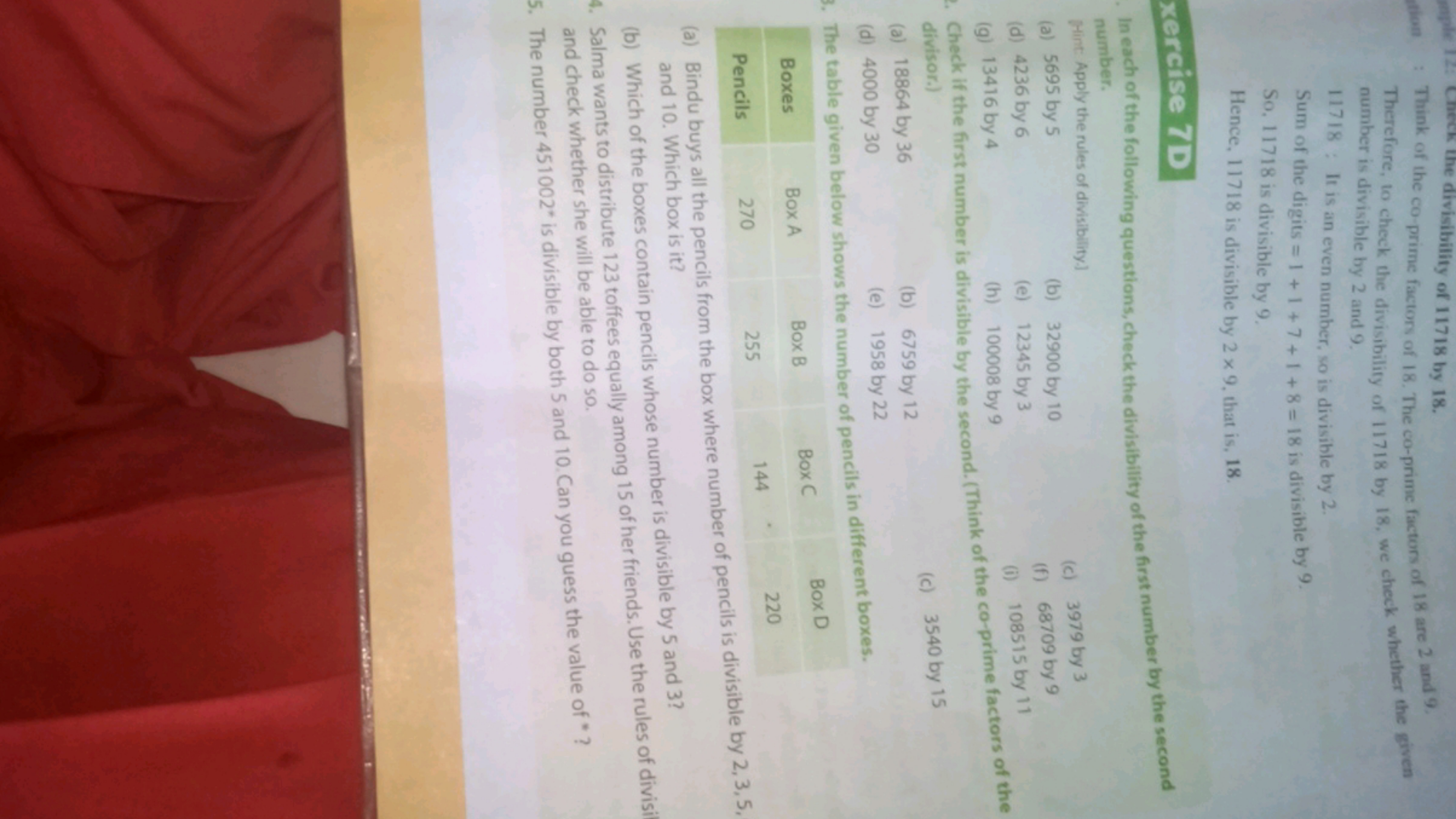 mple 12: Check the divisibility of 11718 by 18.
tion: Think of the co-