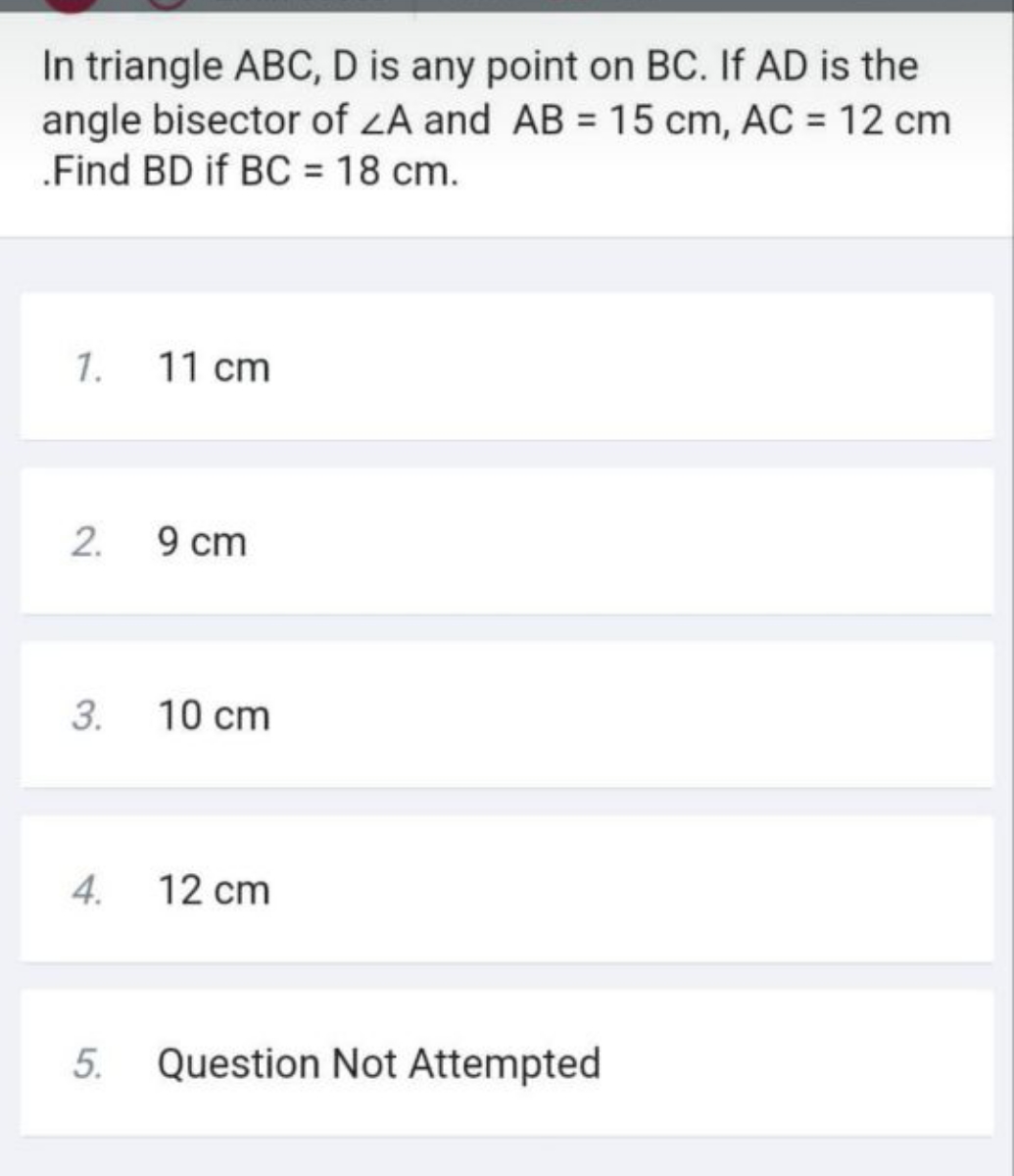 In triangle ABC,D is any point on BC. If AD is the angle bisector of ∠