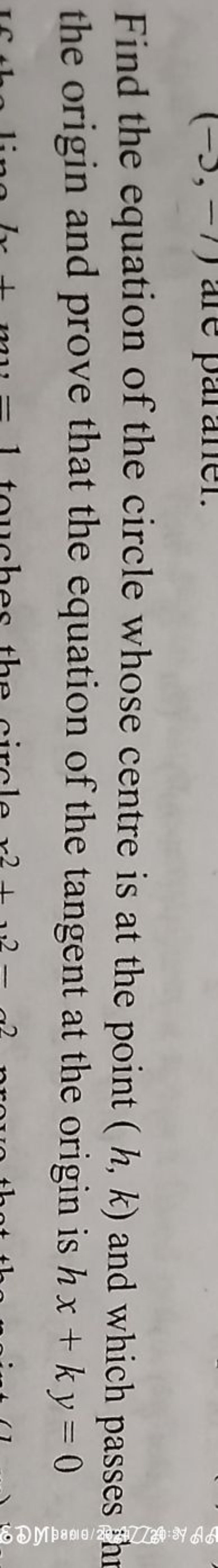 Find the equation of the circle whose centre is at the point (h,k) and