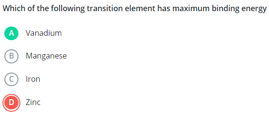 Which of the following transition element has maximum binding energy
A