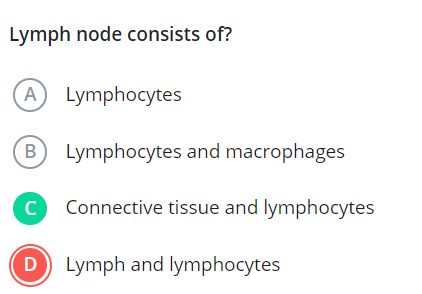 Lymph node consists of?
(A) Lymphocytes
(B) Lymphocytes and macrophage