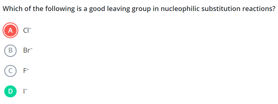 Which of the following is a good leaving group in nucleophilic substit