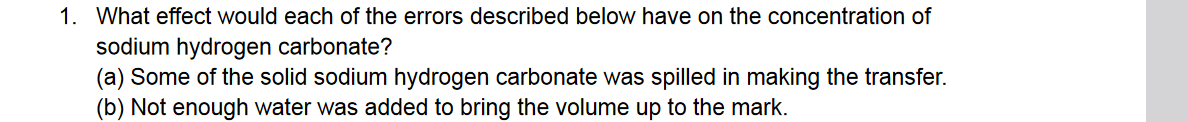 1. What effect would each of the errors described below have on the co