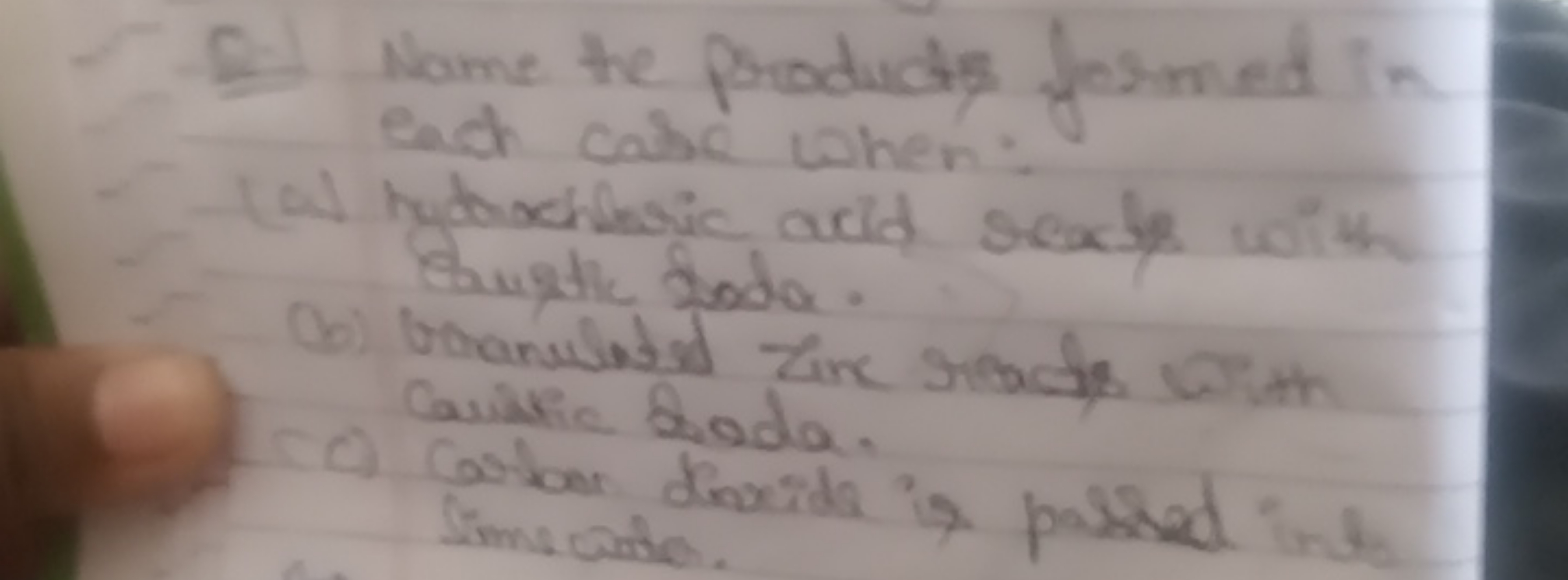 E. Name the products formed in each cabho whet.
hydocihbric acid sexbl