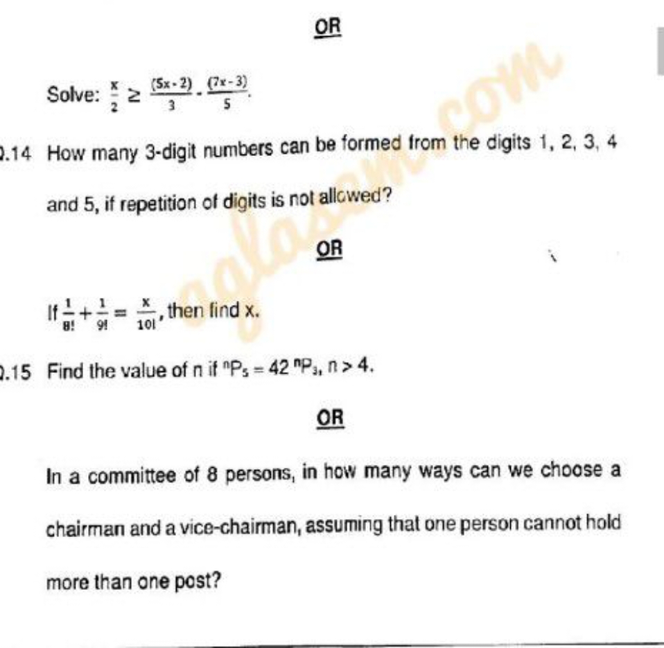 QR
Solve: 2x​≥3(5x−2)​⋅5(7x−3)​.
. 14 How many 3 -digit numbers can be