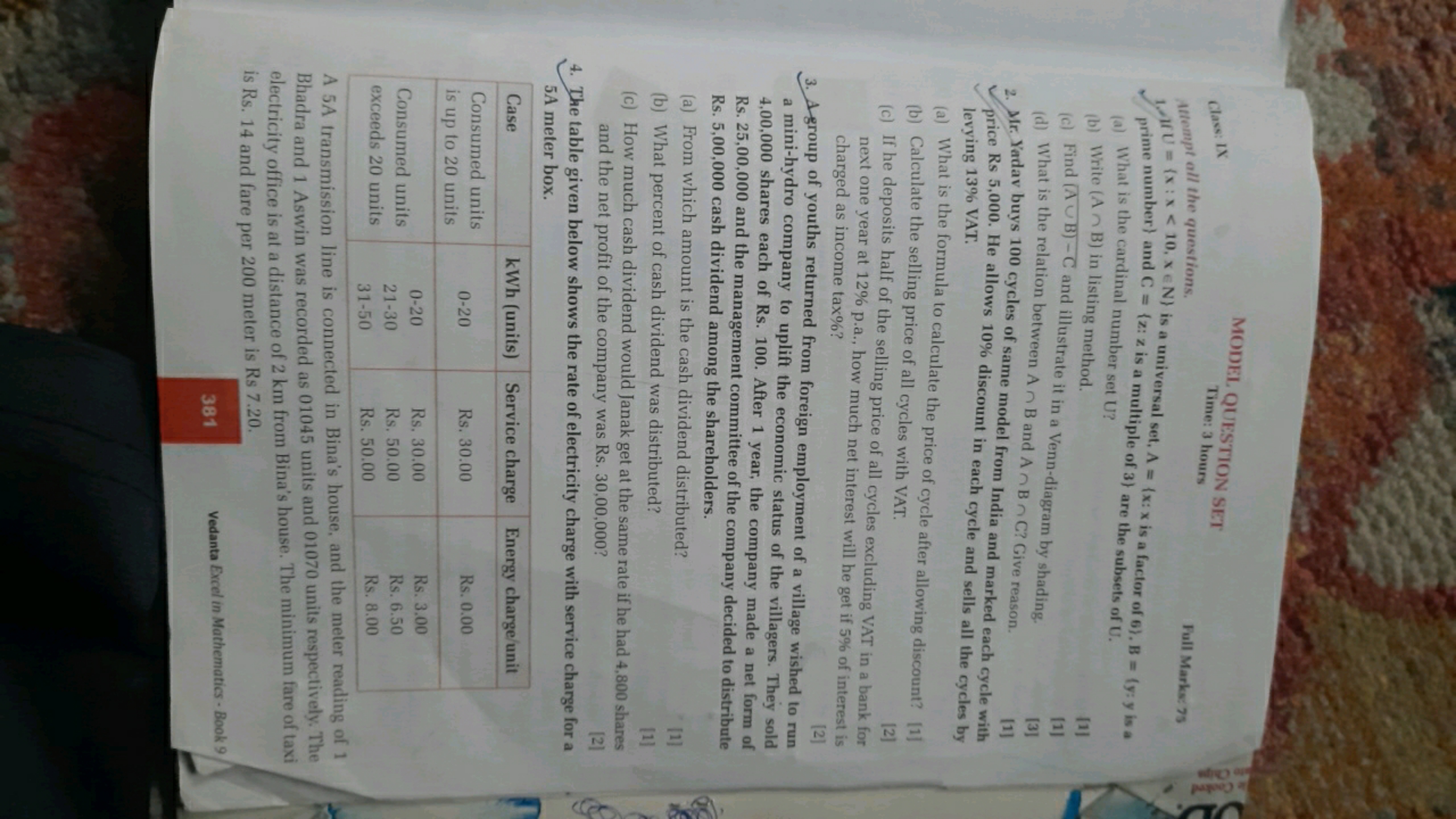 e Cooked
to Chips
Class: IX
Attempt all the questions.
MODEL QUESTION 