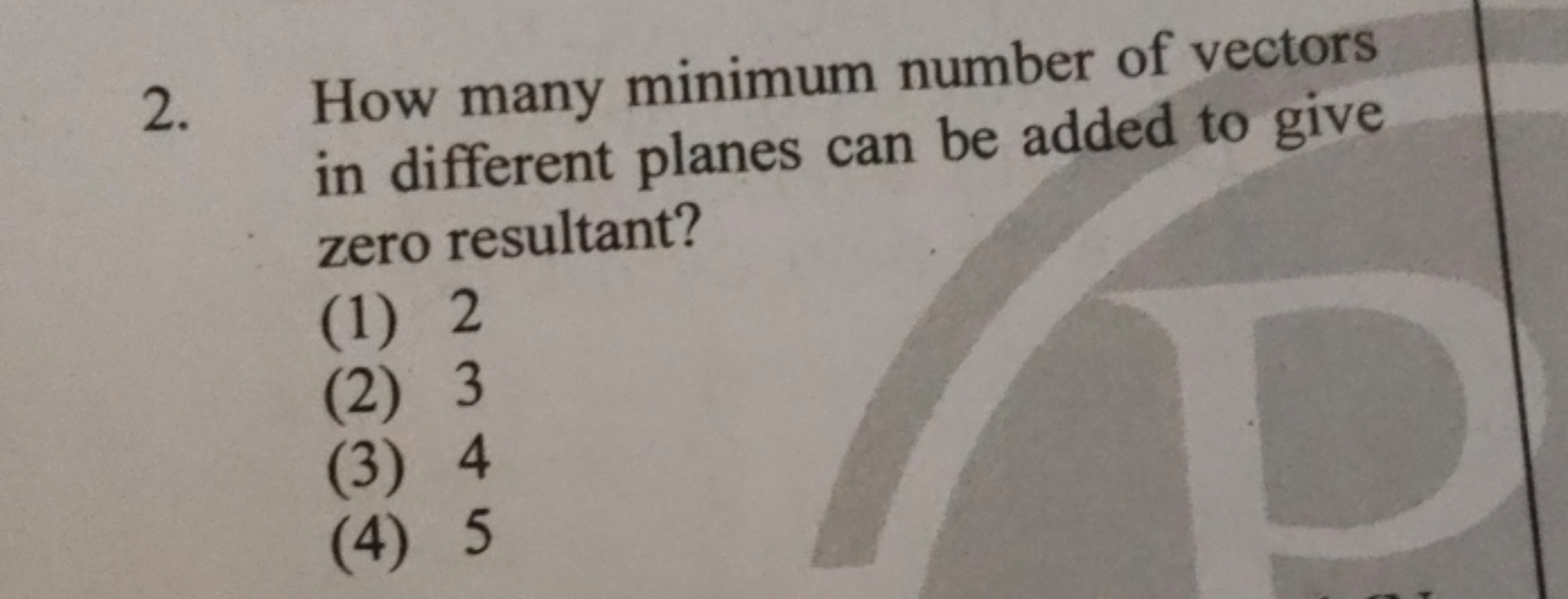 2. How many minimum number of vectors in different planes can be added