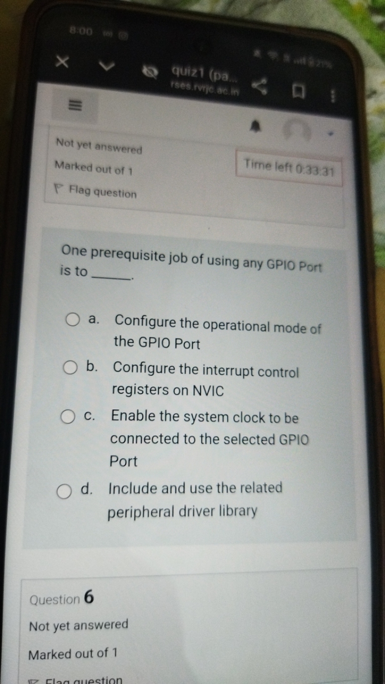 quiz 21 (pa.
rses.ryic.acin
Not yet answered
Marked out of 1
Time left