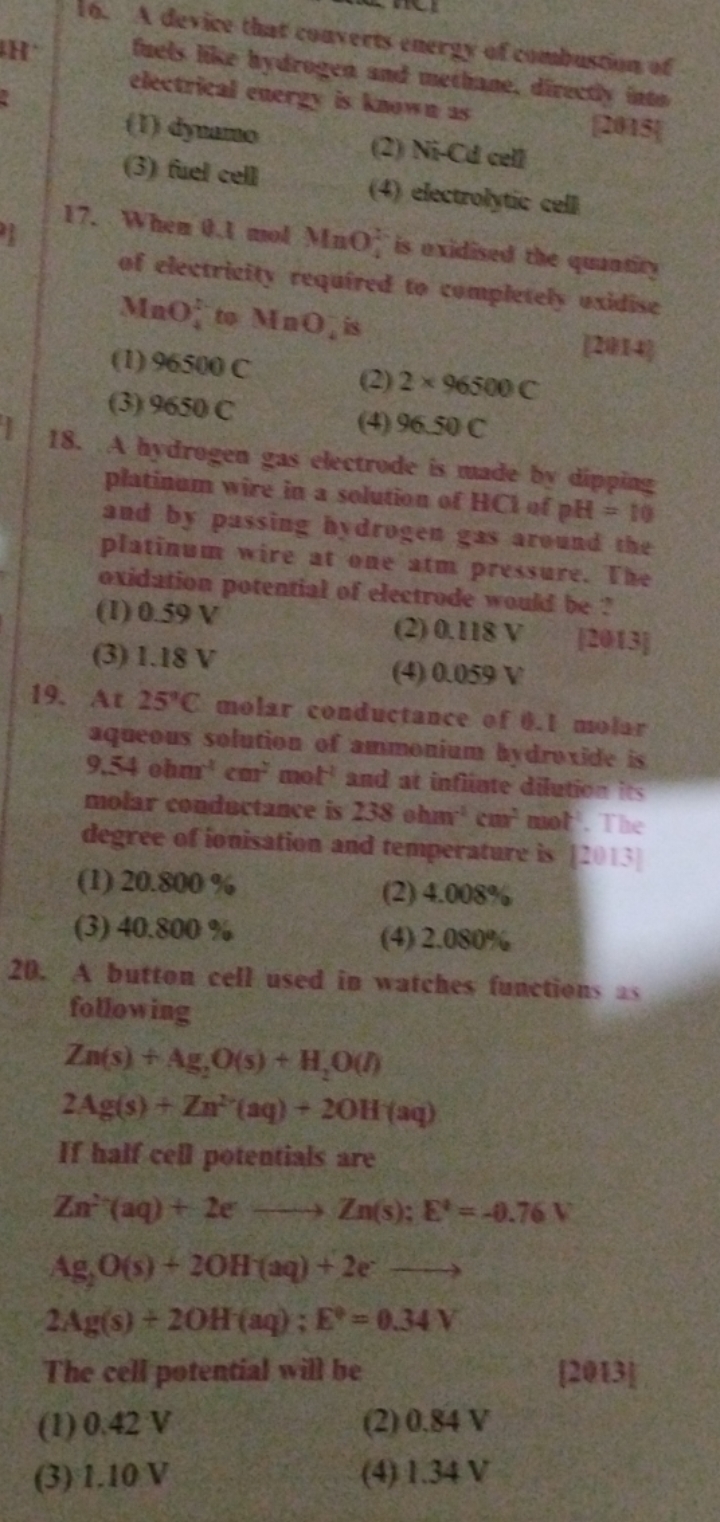 16. A device that cauverts energy ef cumbuscina af eleverical ebergy i