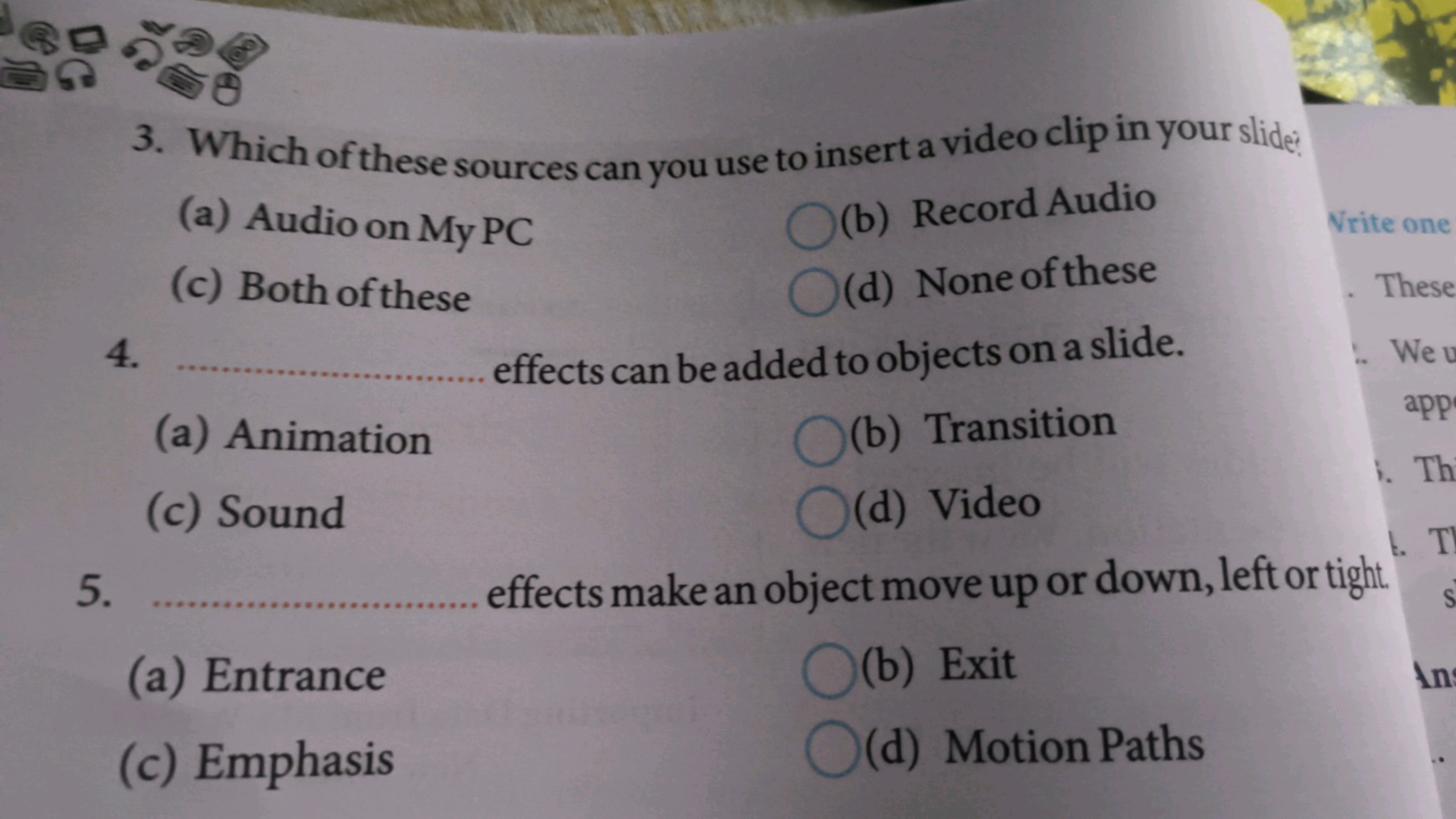 3. Which of these sources can you use to insert a video clip in your s