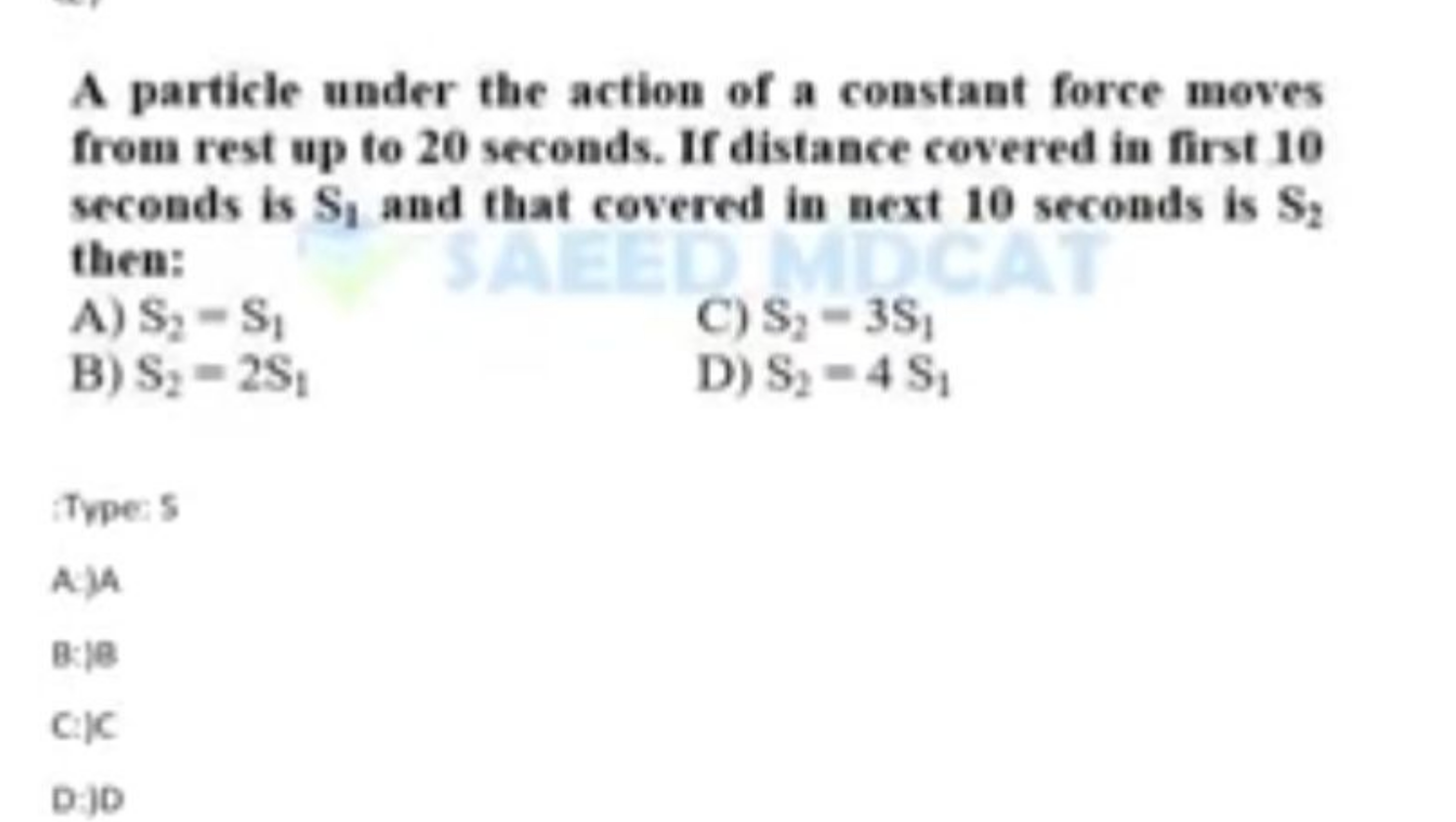 A particle under the action of a constant force moves from rest up to 