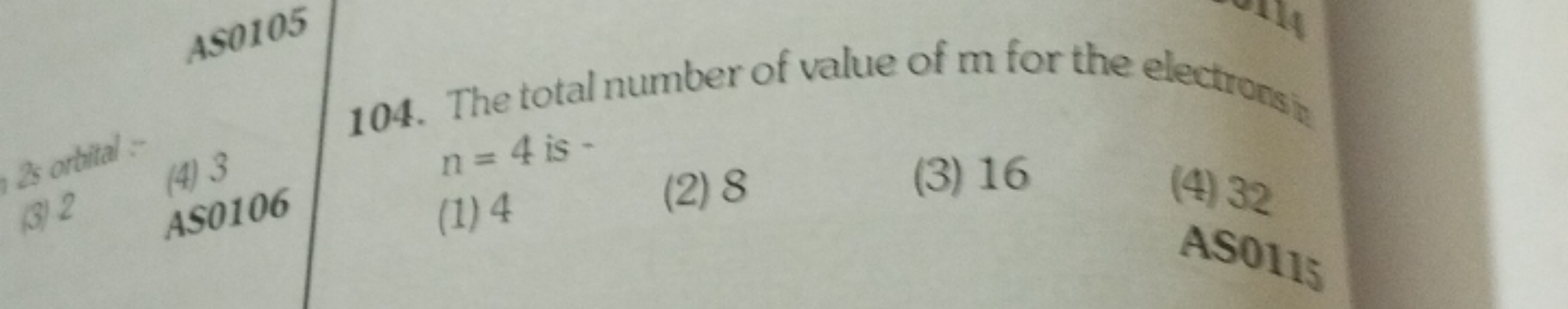 
(1) 4
(2) 8
(3) 16
(4) 32
ASO15​