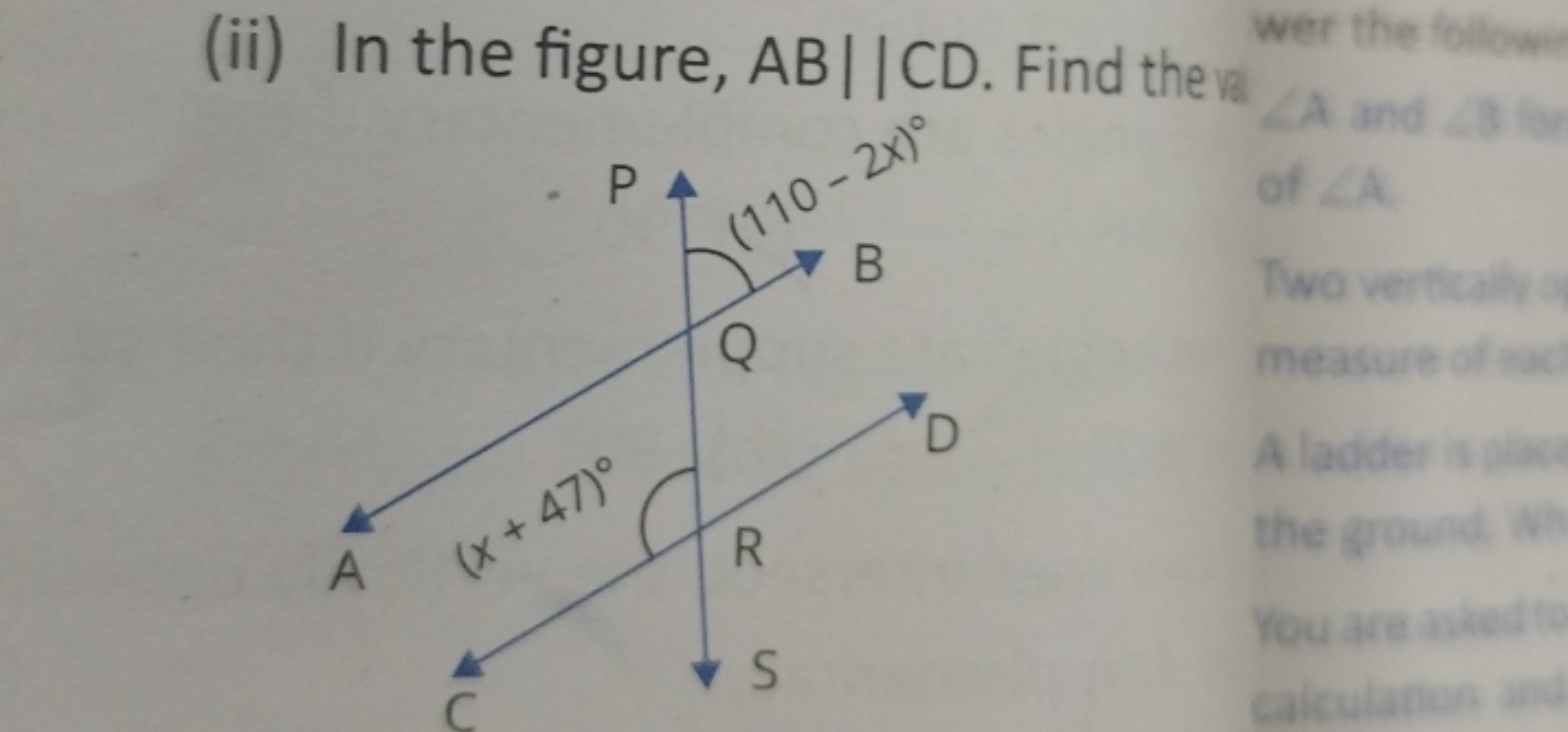 (ii) In the figure, AB∥CD. Find the