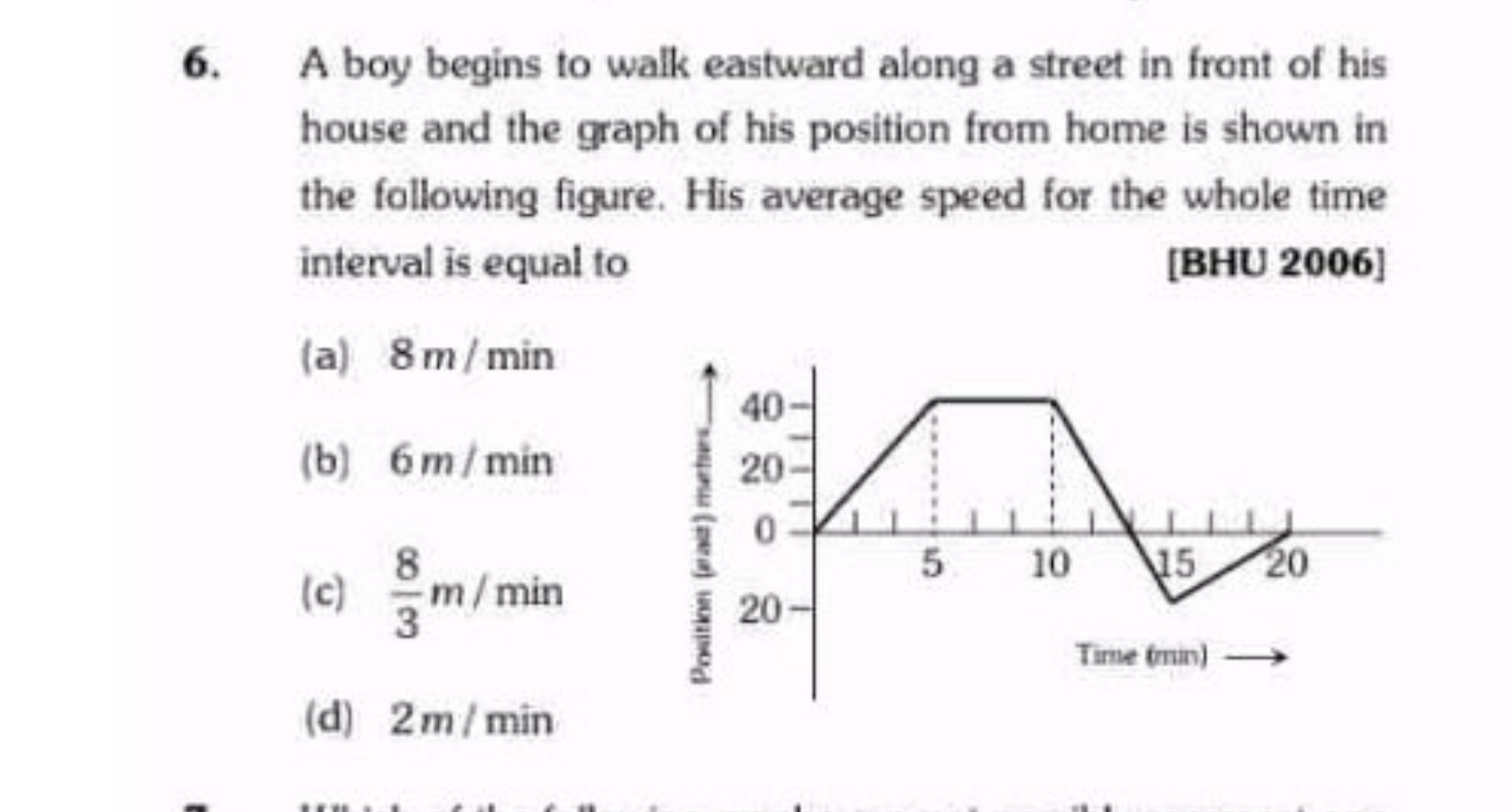 6. A boy begins to walk eastward along a street in front of his house 