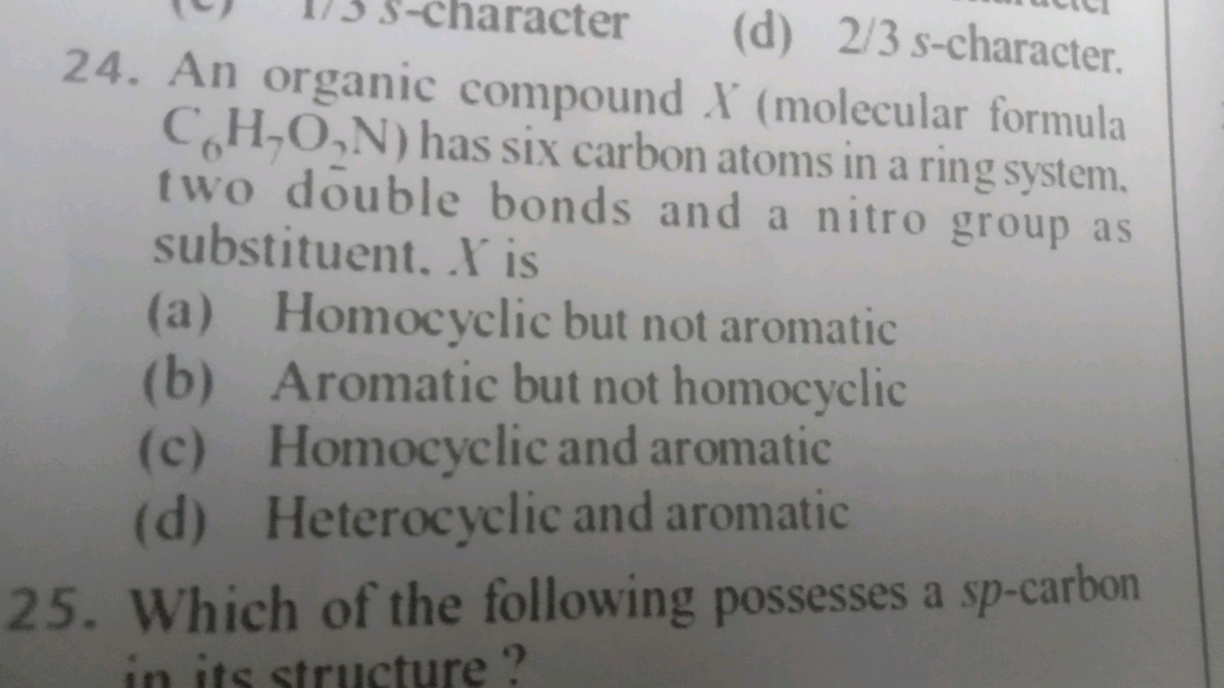 24. An organic compound X (molecular formula C6​H7​O2​ N ) has six car