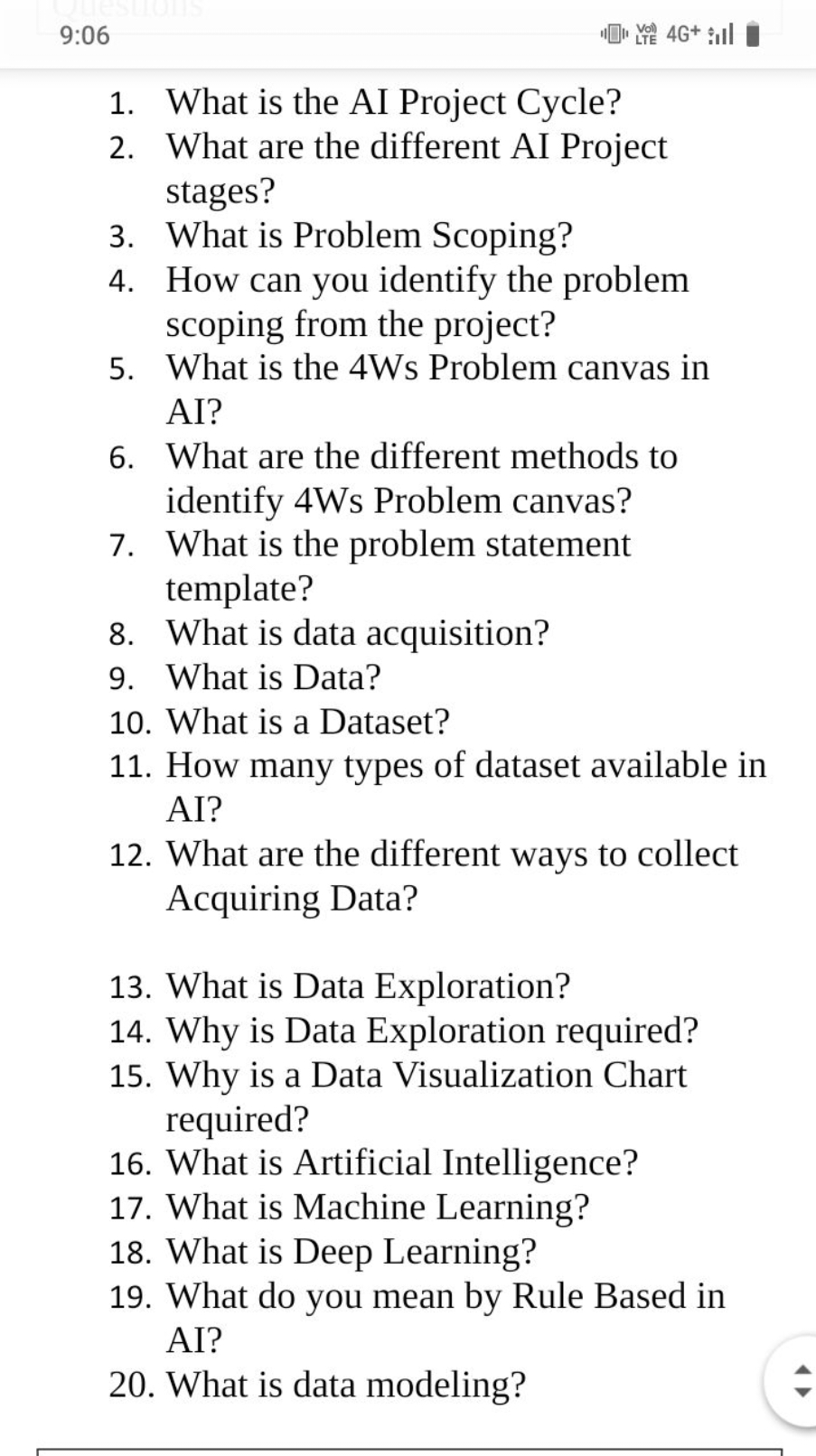 9:06
1. What is the AI Project Cycle?
2. What are the different AI Pro