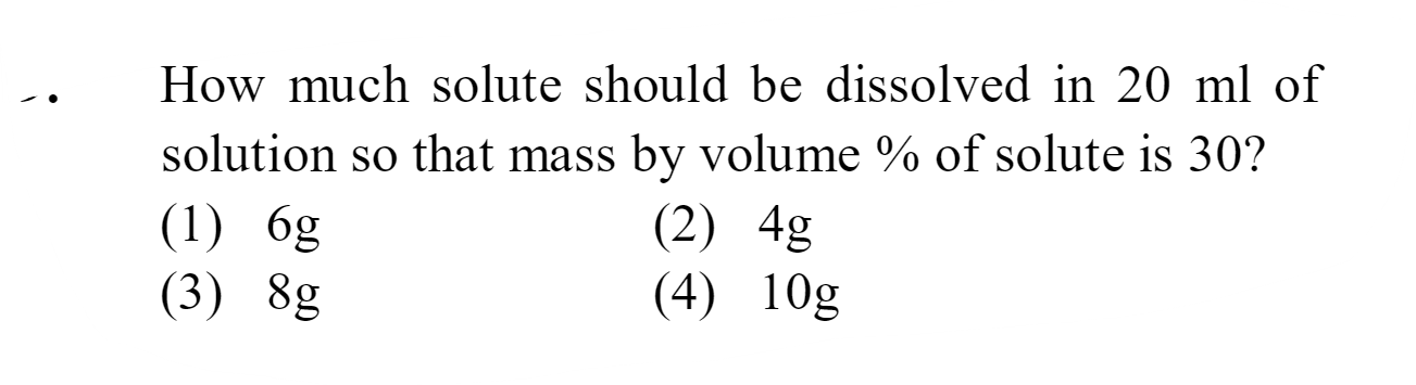 -. How much solute should be dissolved in 20 ml of solution so that ma