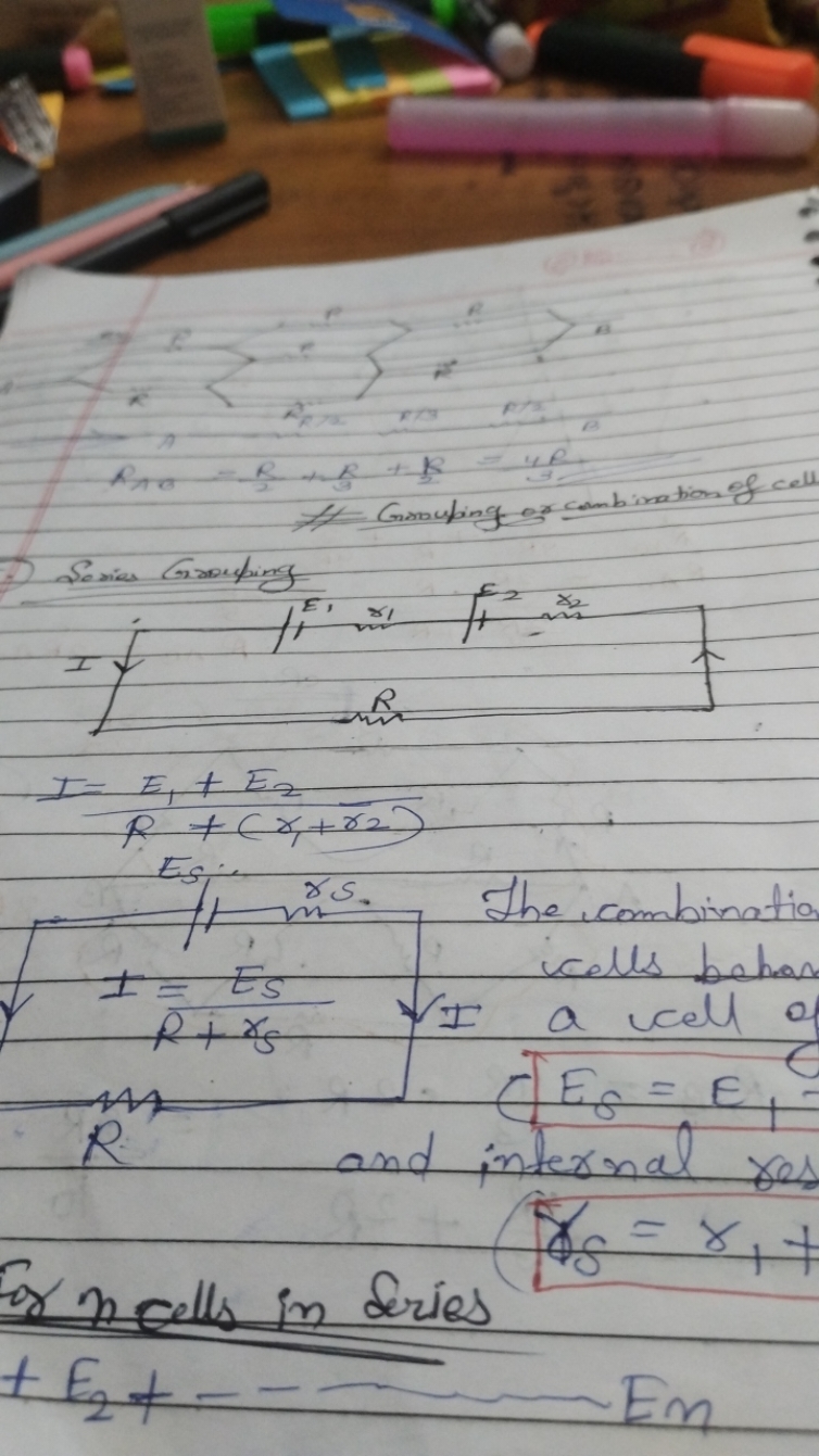 It Gomuting os combination of

Eor ncells in deries
γs​=γ1​+
±E2​+……Em