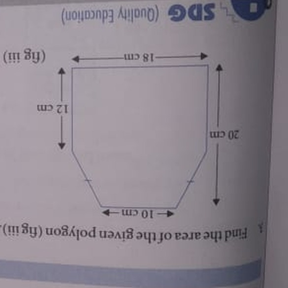 Find the area of the given polygon (fig iii)
(fig iii)