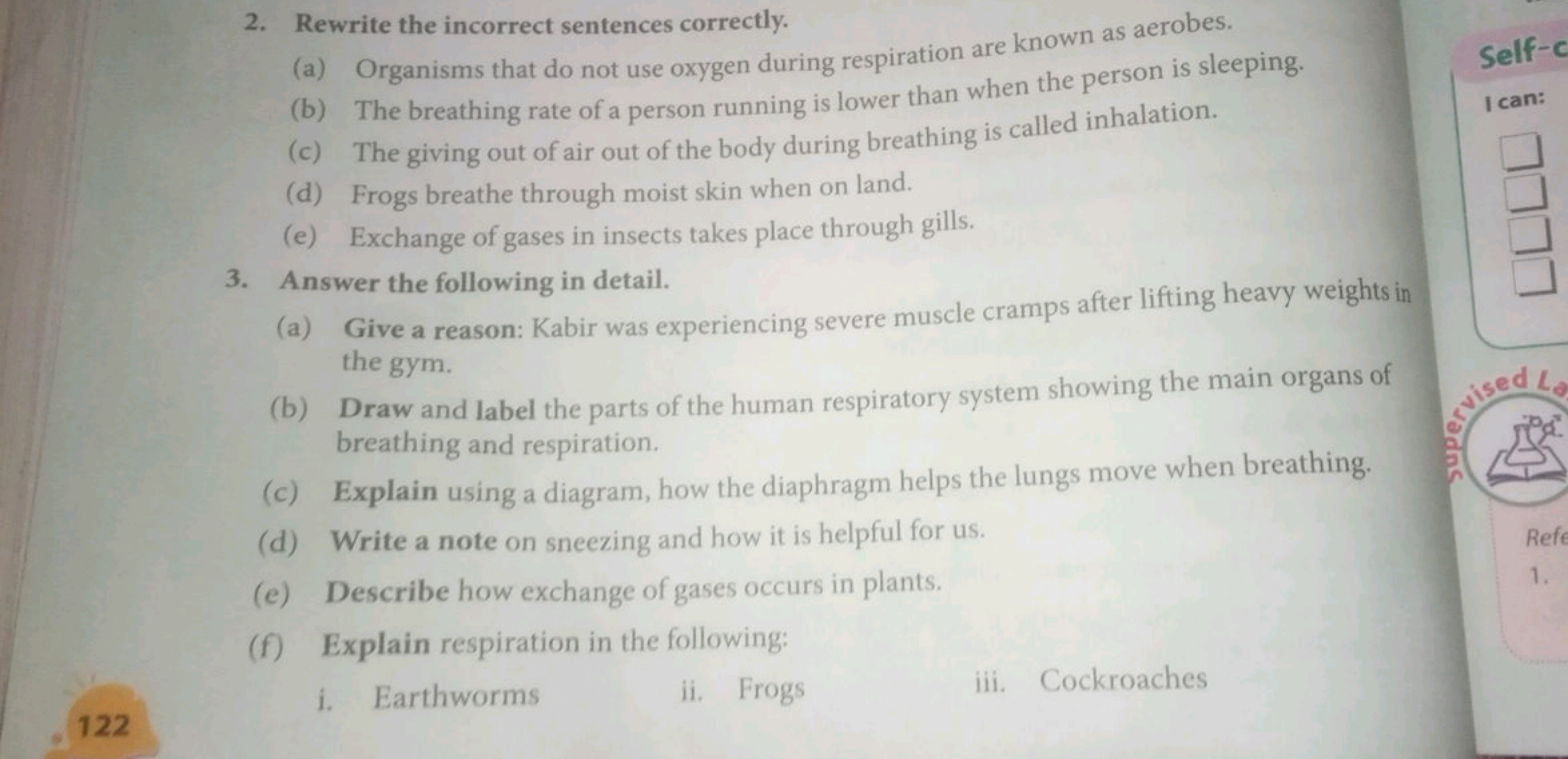 122
2. Rewrite the incorrect sentences correctly.
(a) Organisms that d