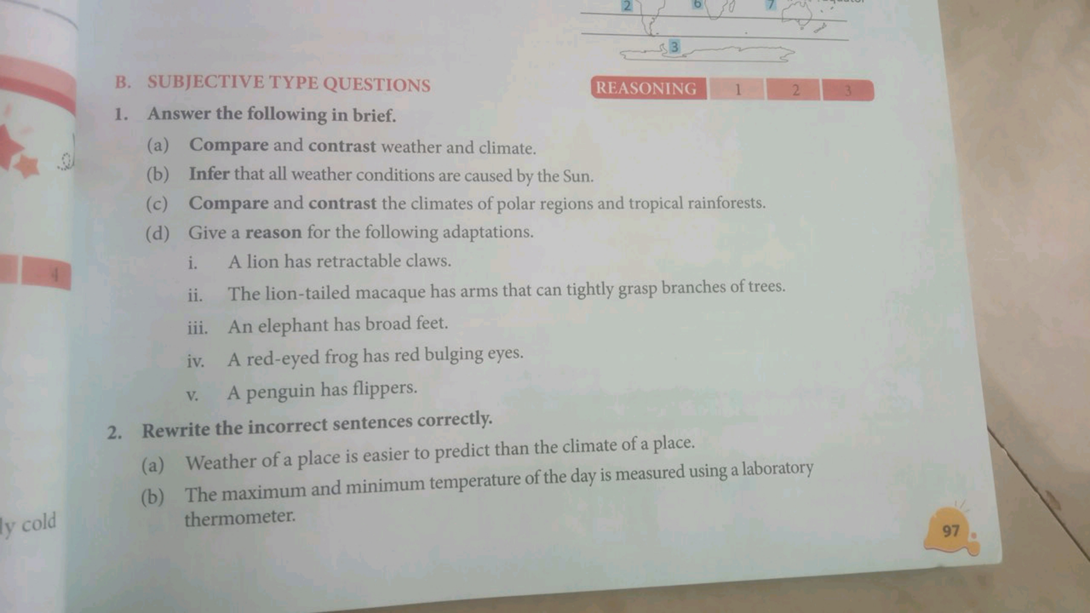 B. SUBJECTIVE TYPE QUESTIONS
REASONING
1
2
3
1. Answer the following i