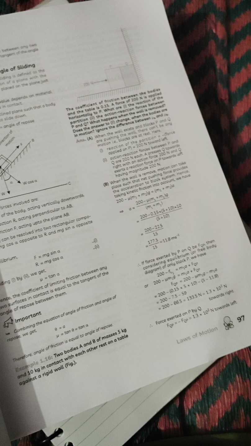 between any two
tangent of the angle
gle of Sliding
iding is defined a