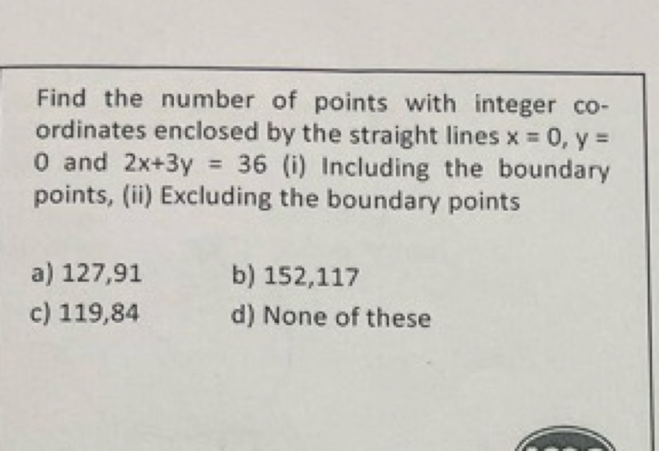 Find the number of points with integer coordinates enclosed by the str