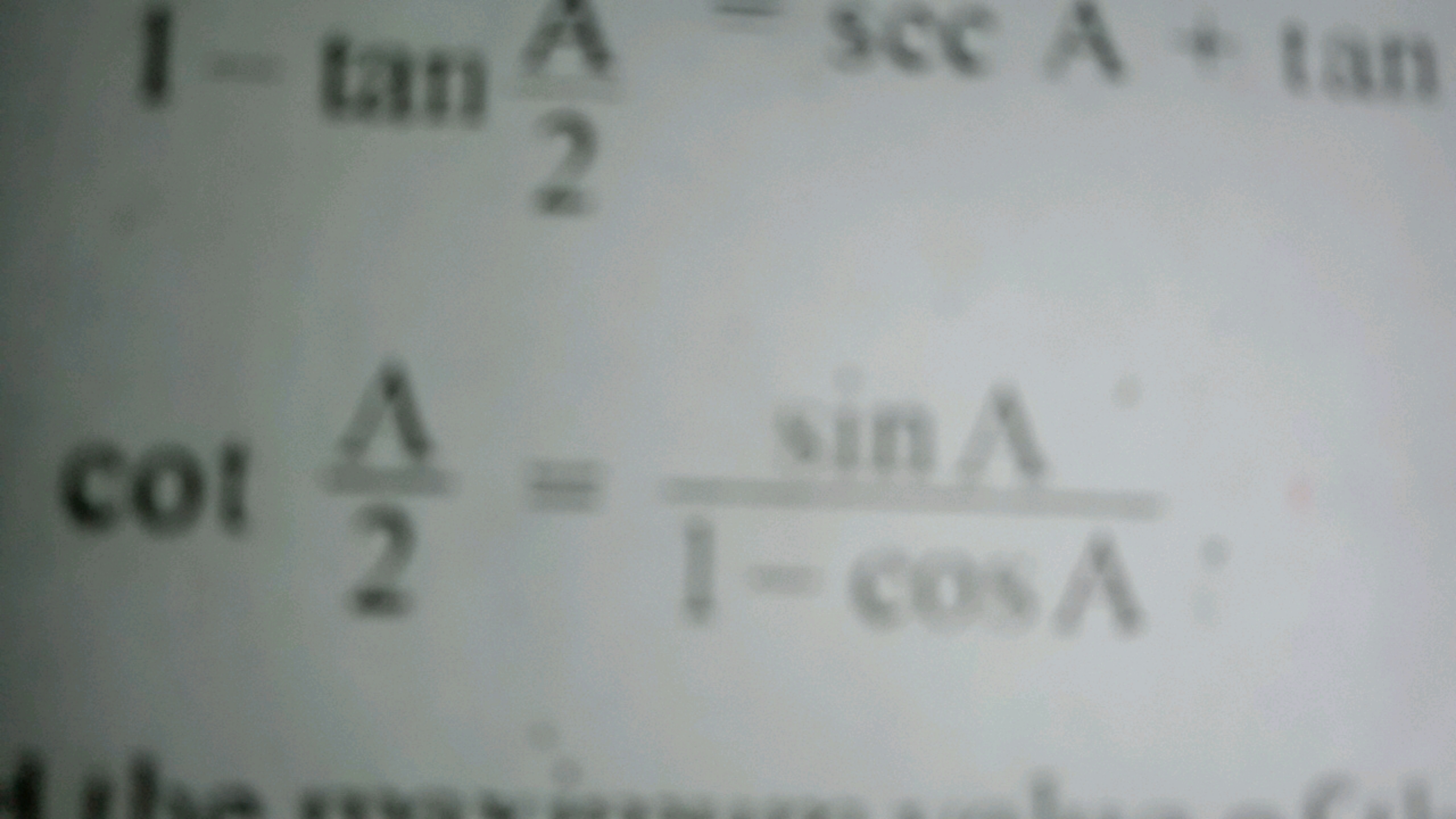 cot2Δ​=1−cosAsinA​