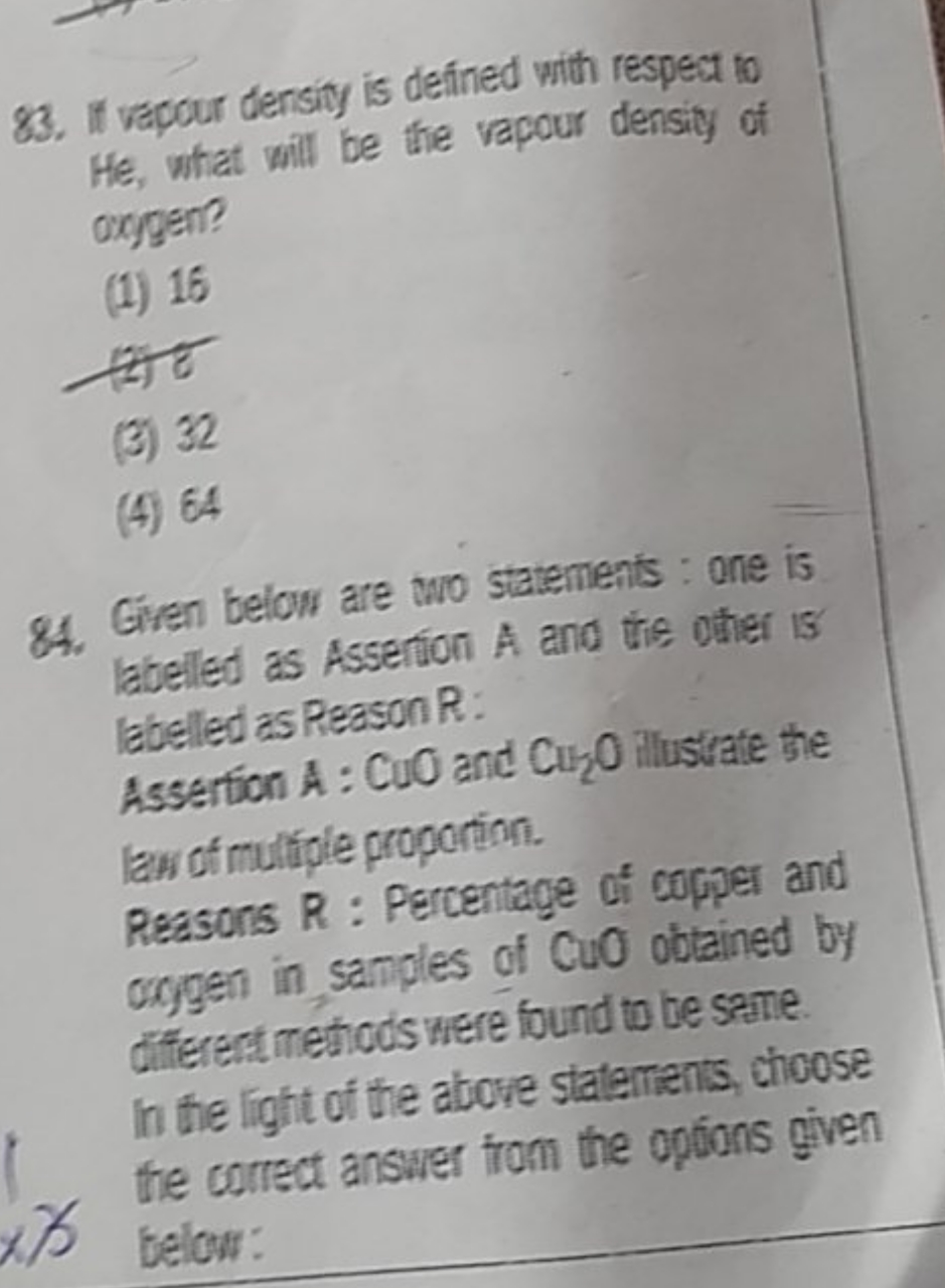 83. If vacour density is defined with respect to He, what will be the 