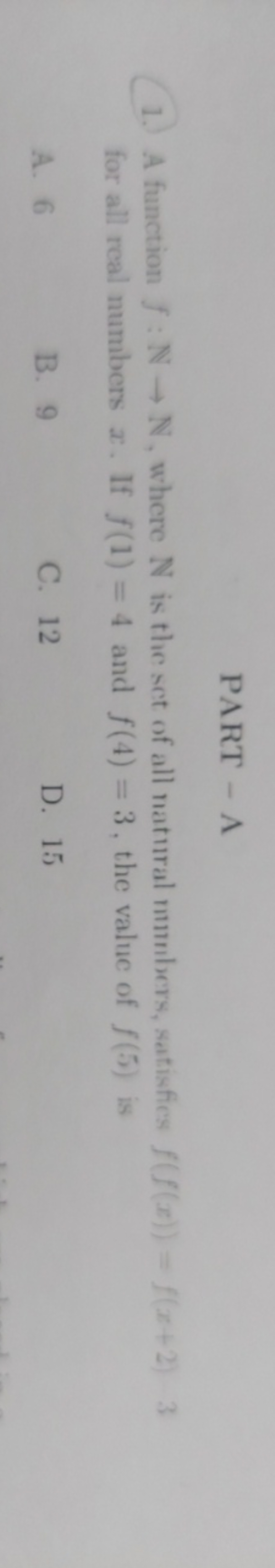 PART - A
1. A function f:N→N, where N is the set of all natural mimber