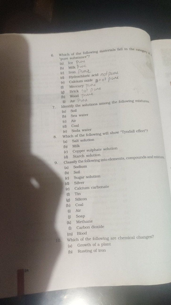 6. Which of the following materials fall in the category 8​ "pure subs